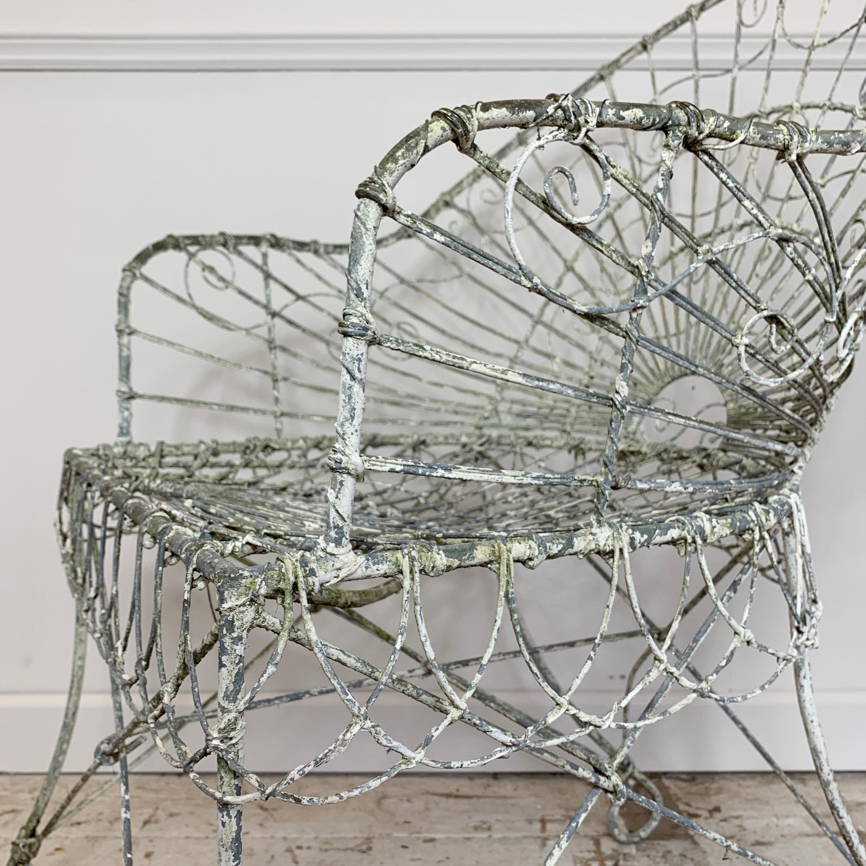 Hand-Crafted Pair of Edwardian Wirework Garden Chairs