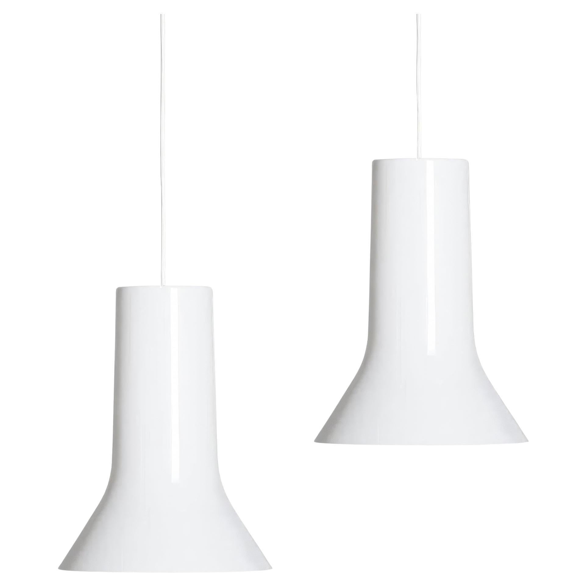 Pair of Eero Aarnio 'Vaasi' Pendants in White for Innolux Oy For Sale