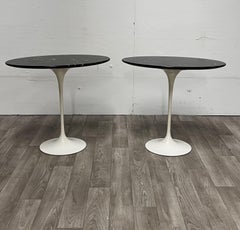 Pair of Eero Saarinen Black Carrara Marble Tulip Side Tables by Knoll