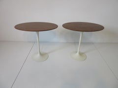 Pair of Eero Saarinen Walnut Oval Tulip Side Tables