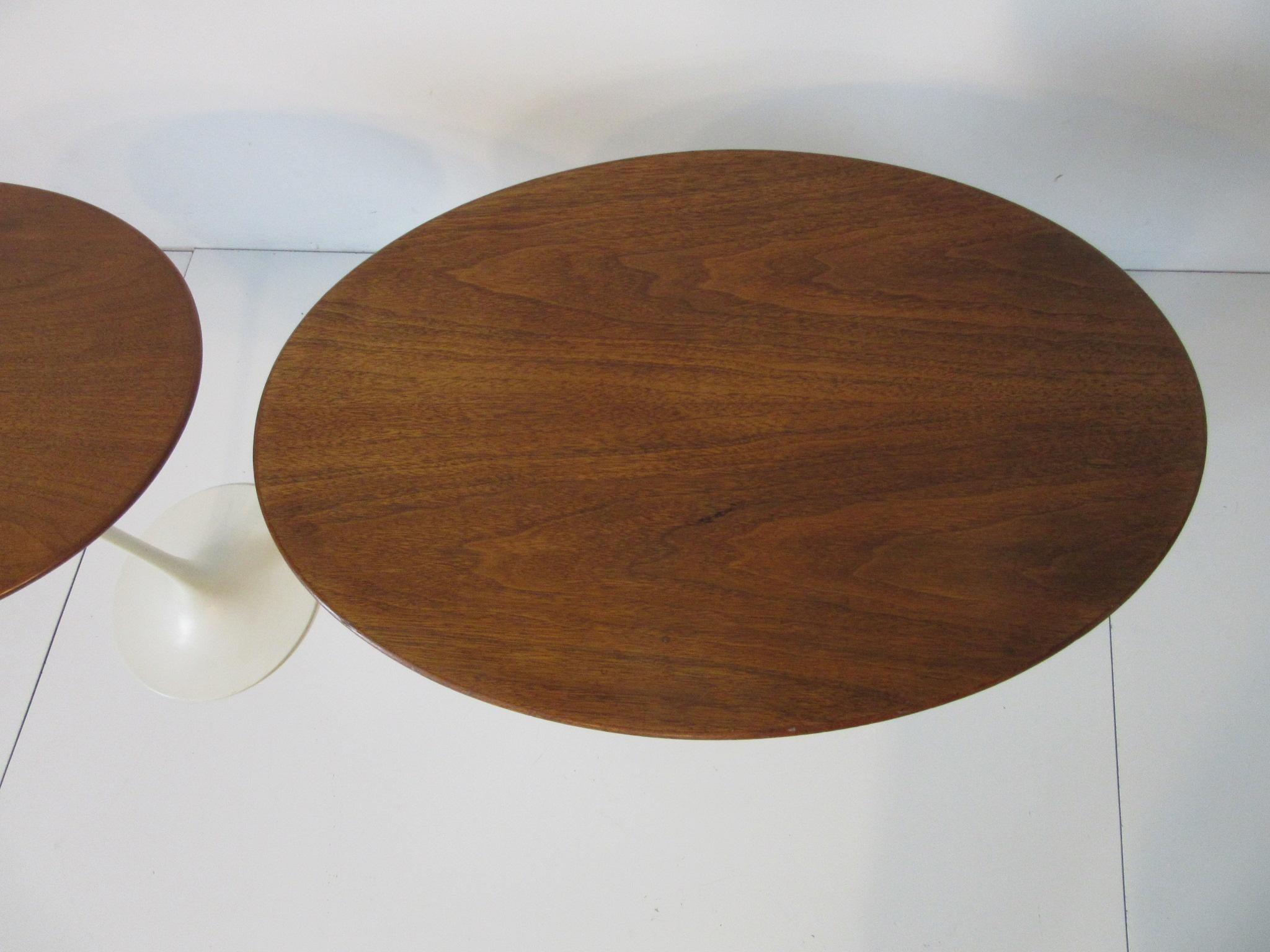 American Pair of Eero Saarinen Walnut Oval Tulip Side Tables