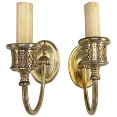 Pair of EF Caldwell Art Deco Period Silvered Reticulated Sconces, circa 1900