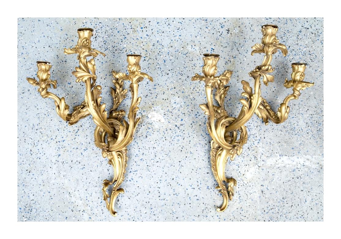 Pair Of E.F. Caldwell Gilt Bronze Louis XV Style Wall Sconces For Sale 7