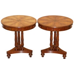 Vintage Pair of E.G Hudson Regency Drum Style Side End Wine Lamp Tables Inc Four Drawers