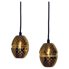 Pair of Egg Shaped Brass Window Lamps Florina T790, Hans-Agne Jacobson, Sweden