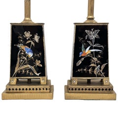 Pair of Eglomisé Glass Table Lamps
