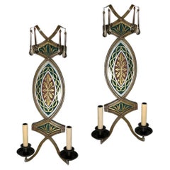 Pair of Églomisé Mirror Sconces