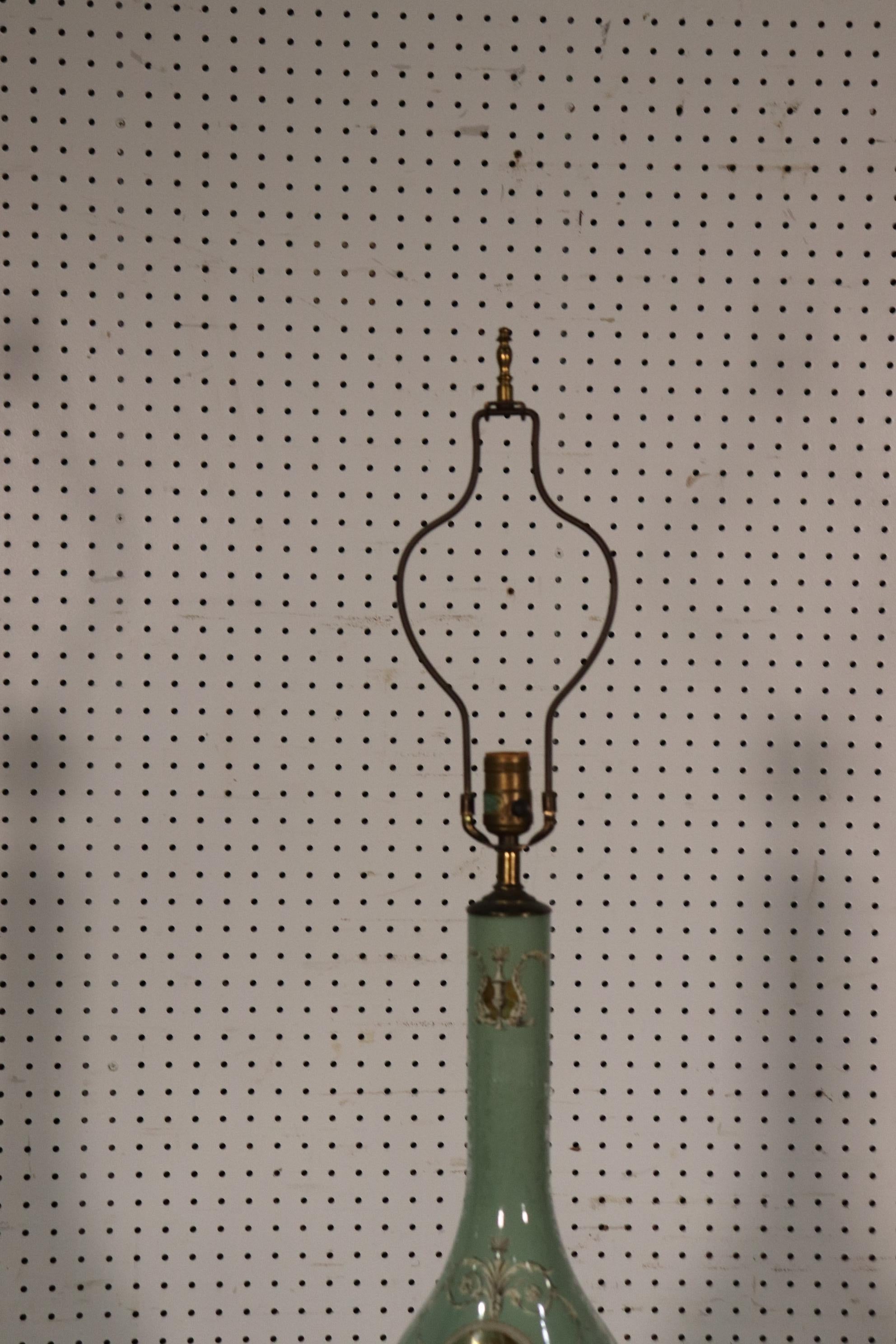 Paar vergoldete Tischlampen im italienischen Stil mit Eglomise-Farbe, ca. 1940er Jahre im Angebot 1