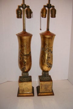 Pair of Eglomize Table Lamps