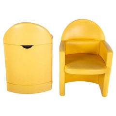 Pair of EGO Meeting chairs in Bright Yellow Leather by Poltrona Frau Italy