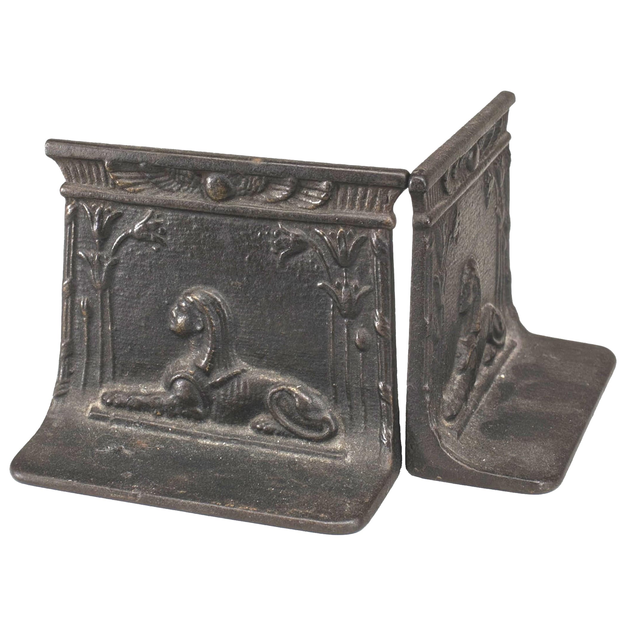 Pair of Egyptian Art Deco Iron Sphinx Bookends