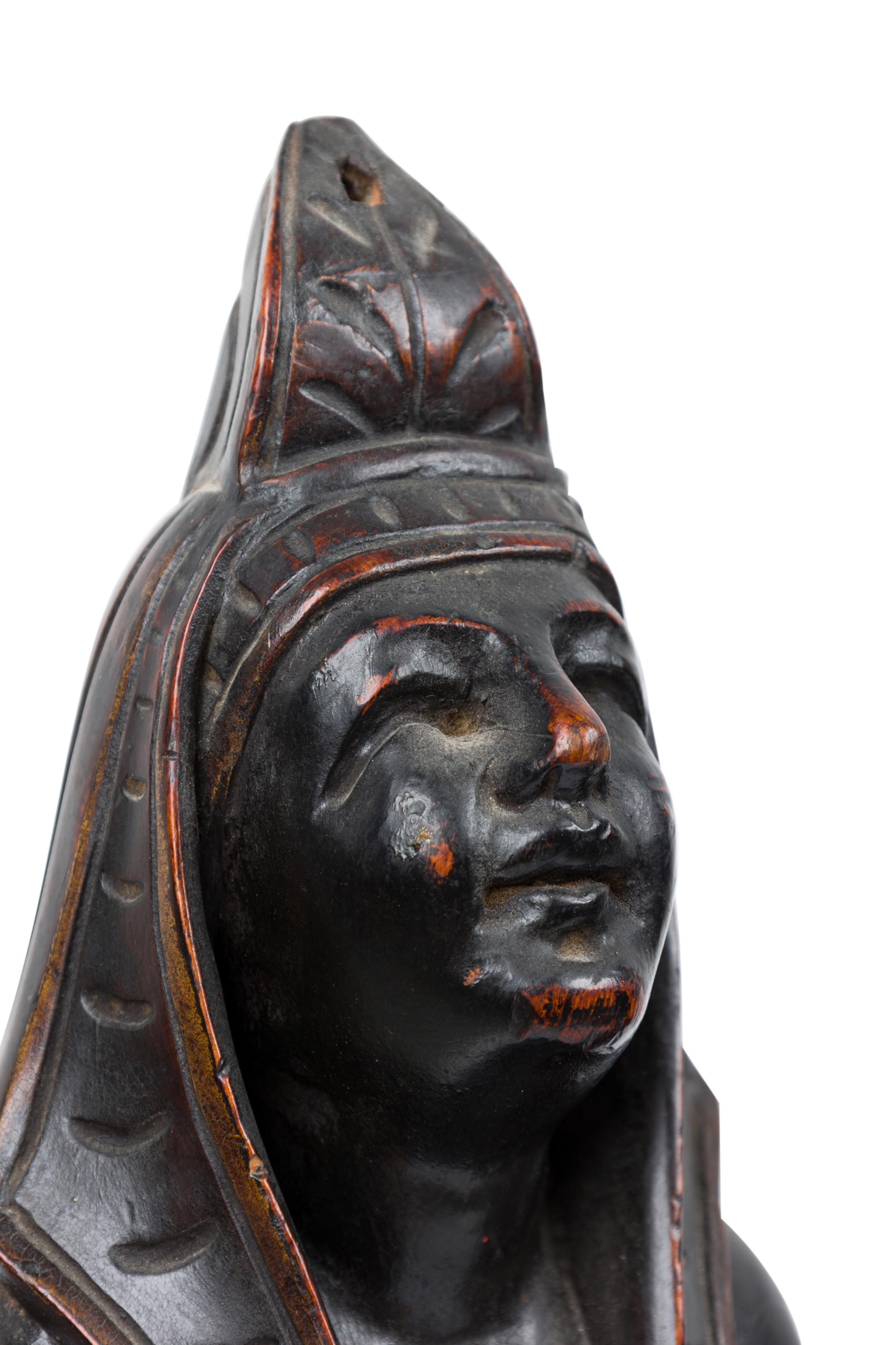 19th Century Pair of Egyptian Carved Ebonized Kneeling Figures For Sale