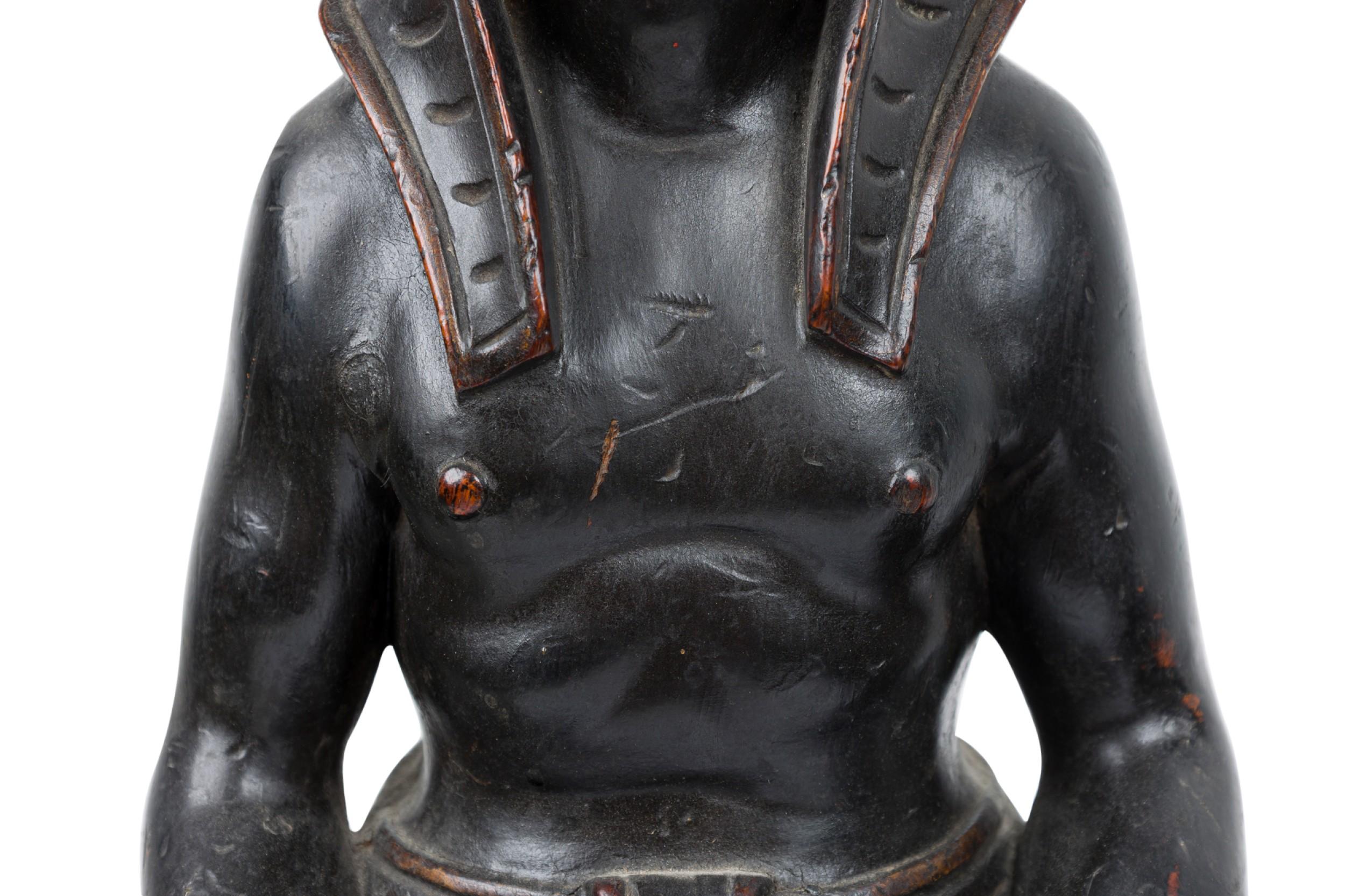 Pair of Egyptian Carved Ebonized Kneeling Figures For Sale 1