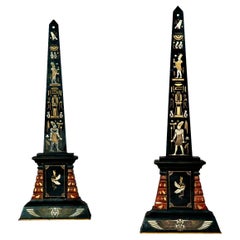 Pair of 'Egyptian' Obelisks in Black and Rouge Griotte Marble, 19th Century