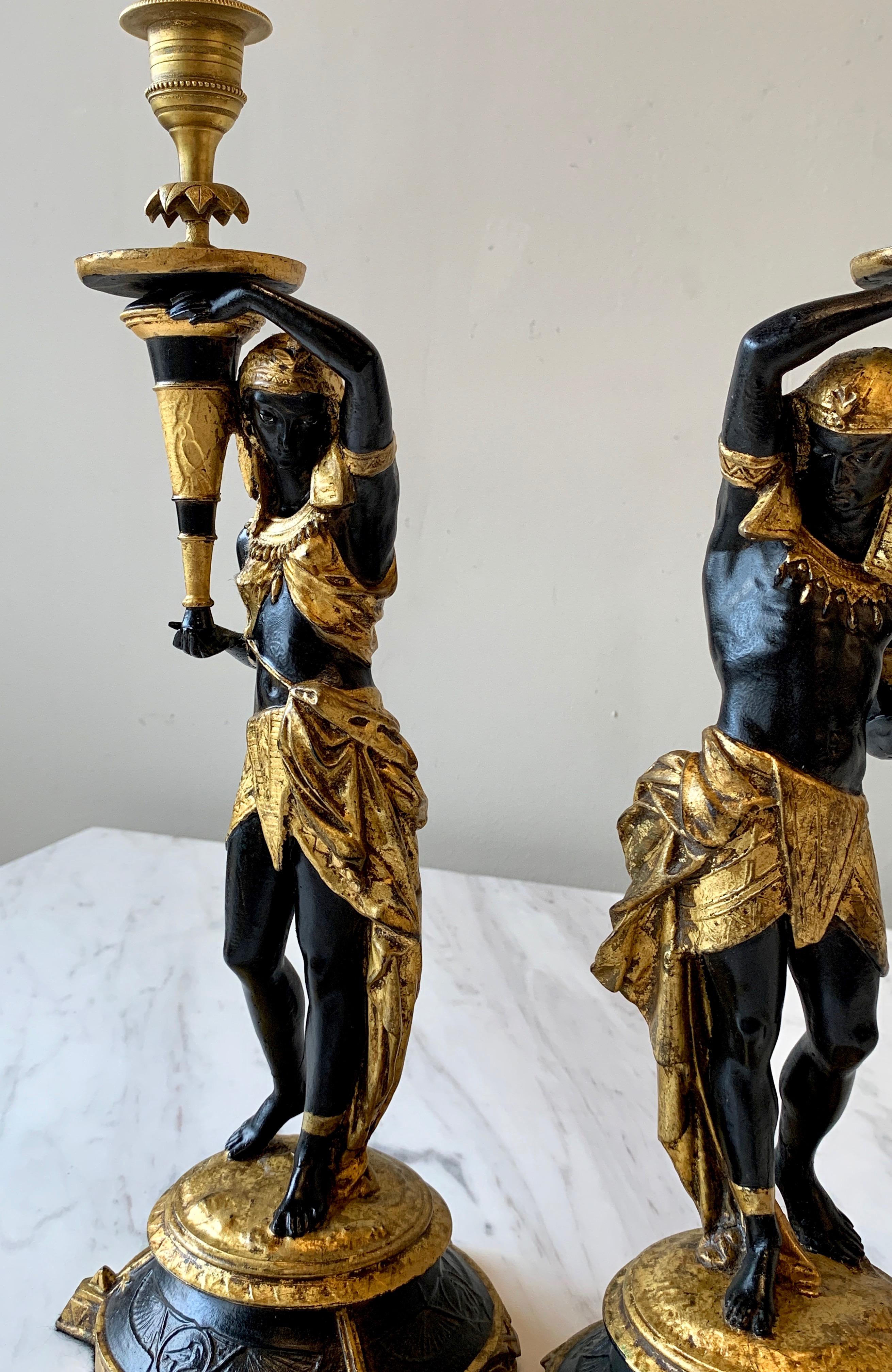 Pair of Egyptian Revival Candlesticks 2