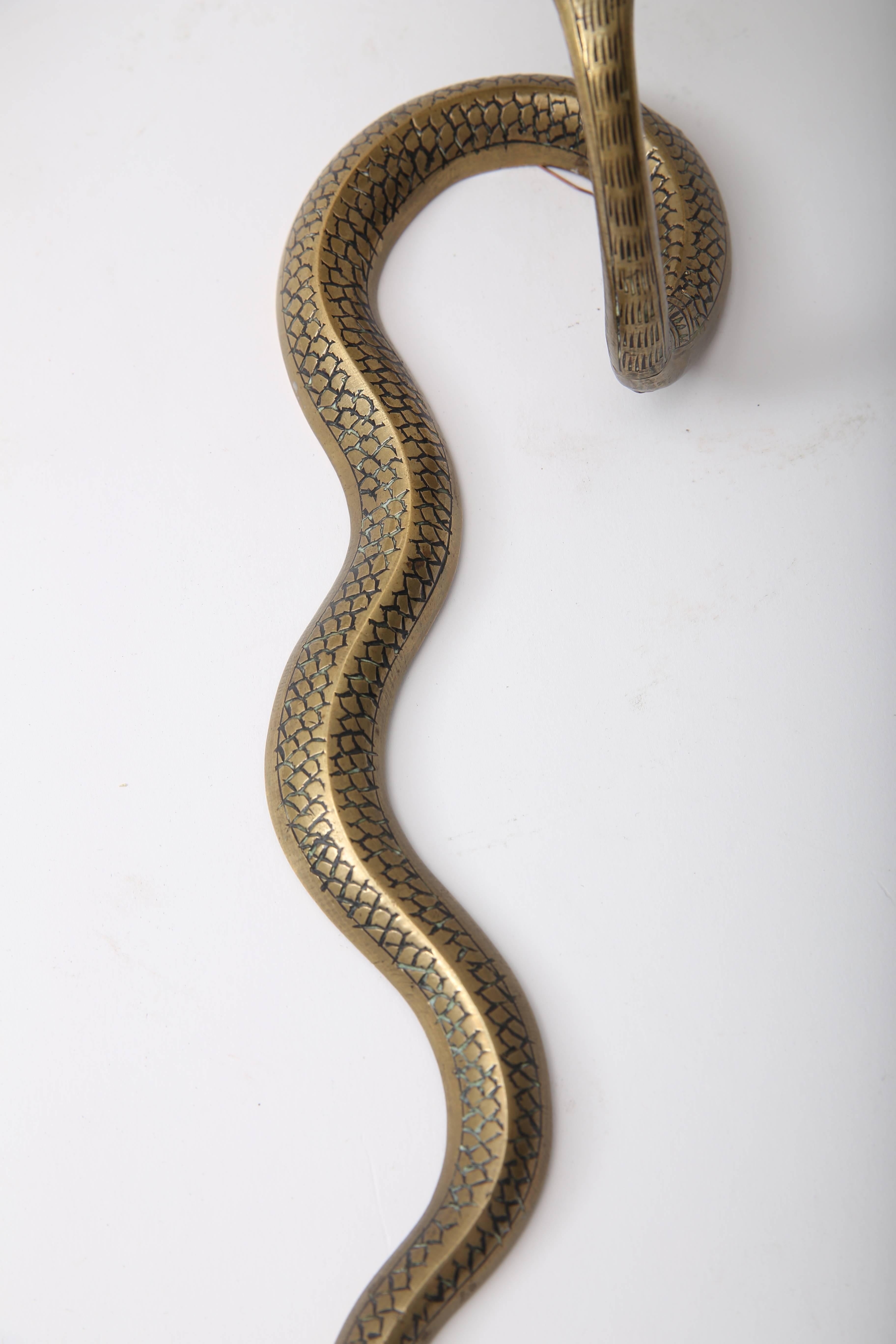 19th Century Pair of Egyptian Revival Cobra-Form Wall Mount Candleholders