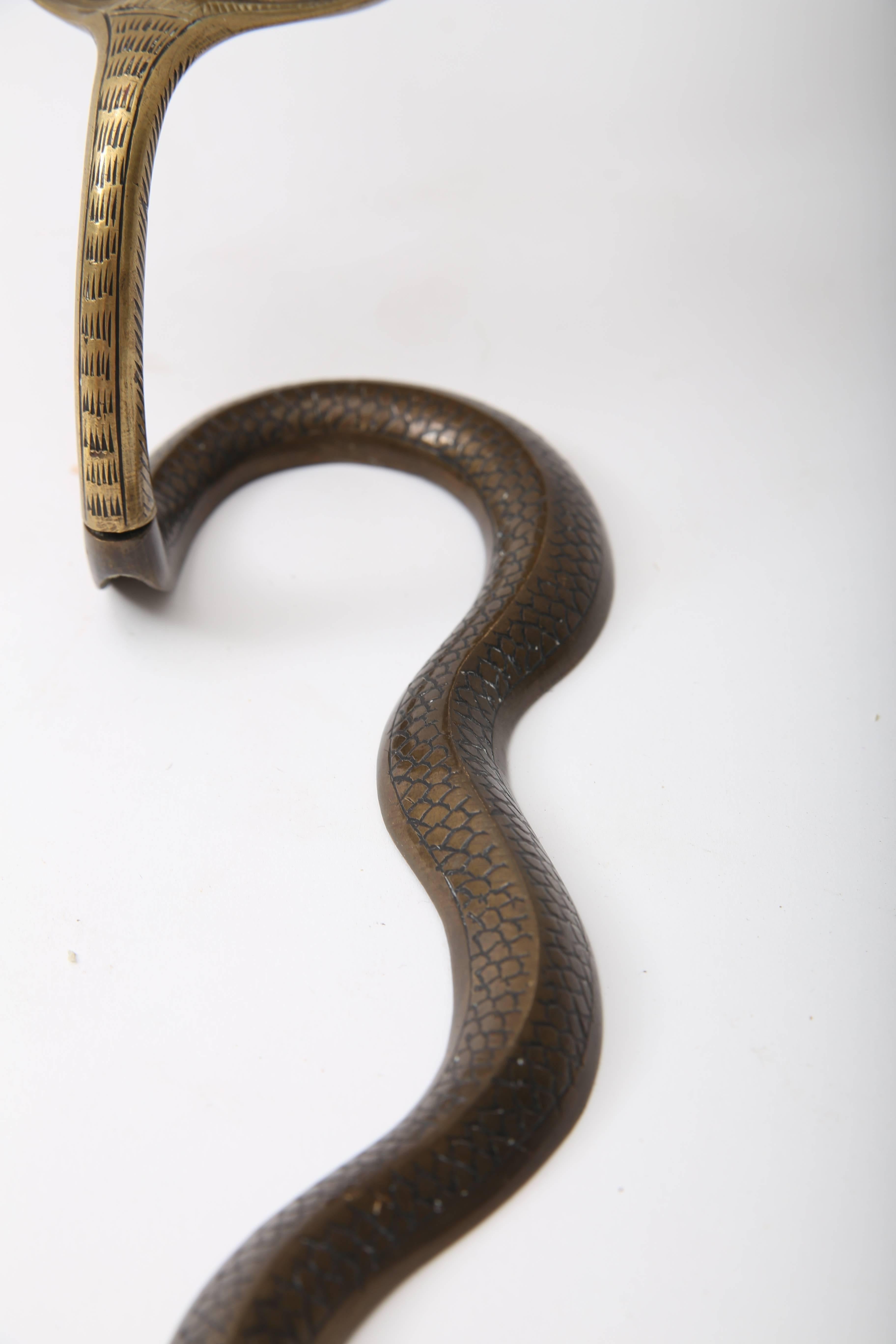 Pair of Egyptian Revival Cobra-Form Wall Mount Candleholders 1