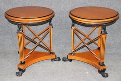 Pair of Egyptian Revival French Empire Ebonized Birch Figural End Tables
