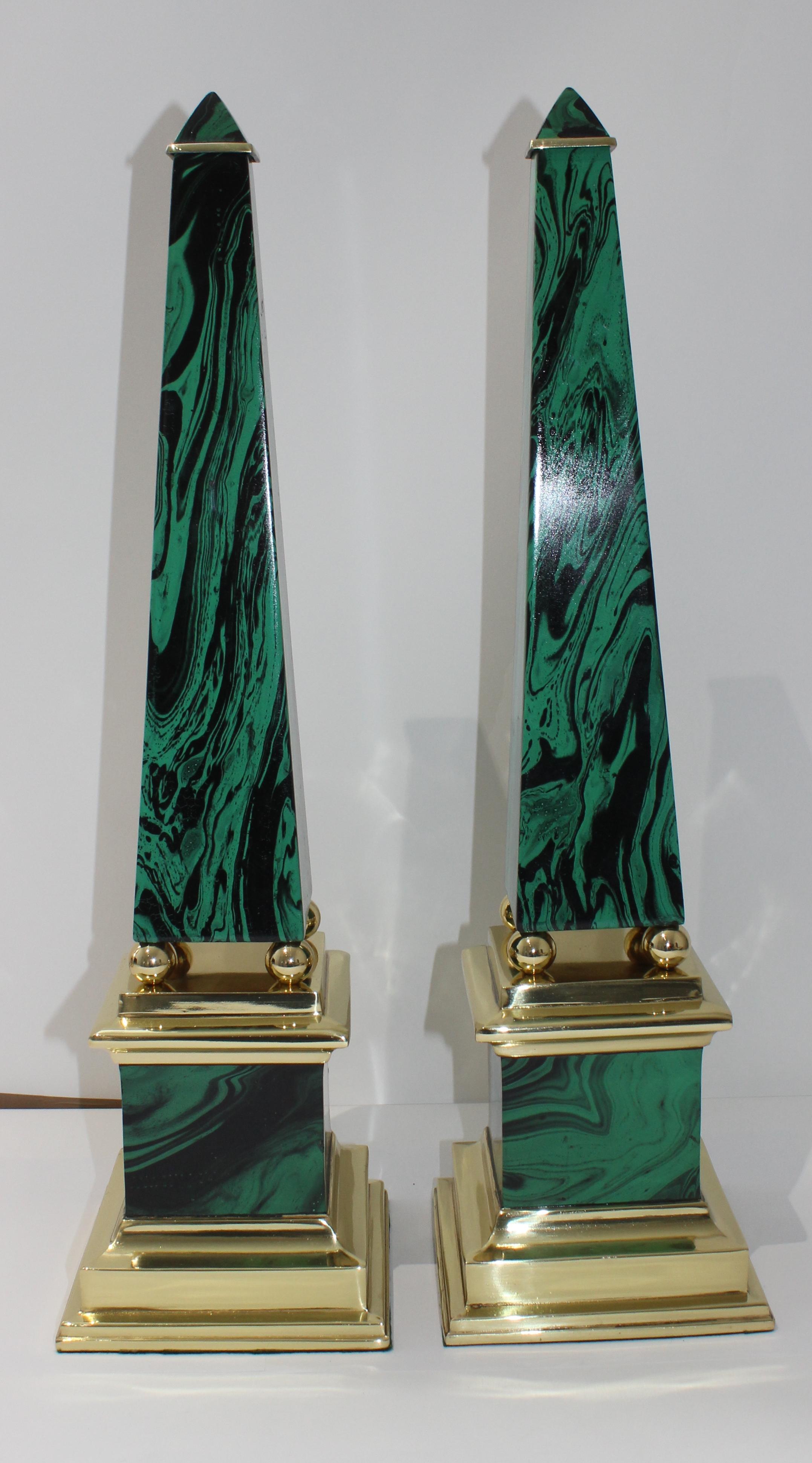 Italian Pair of Egyptian Revival Oblelisks by Chapman For Sale