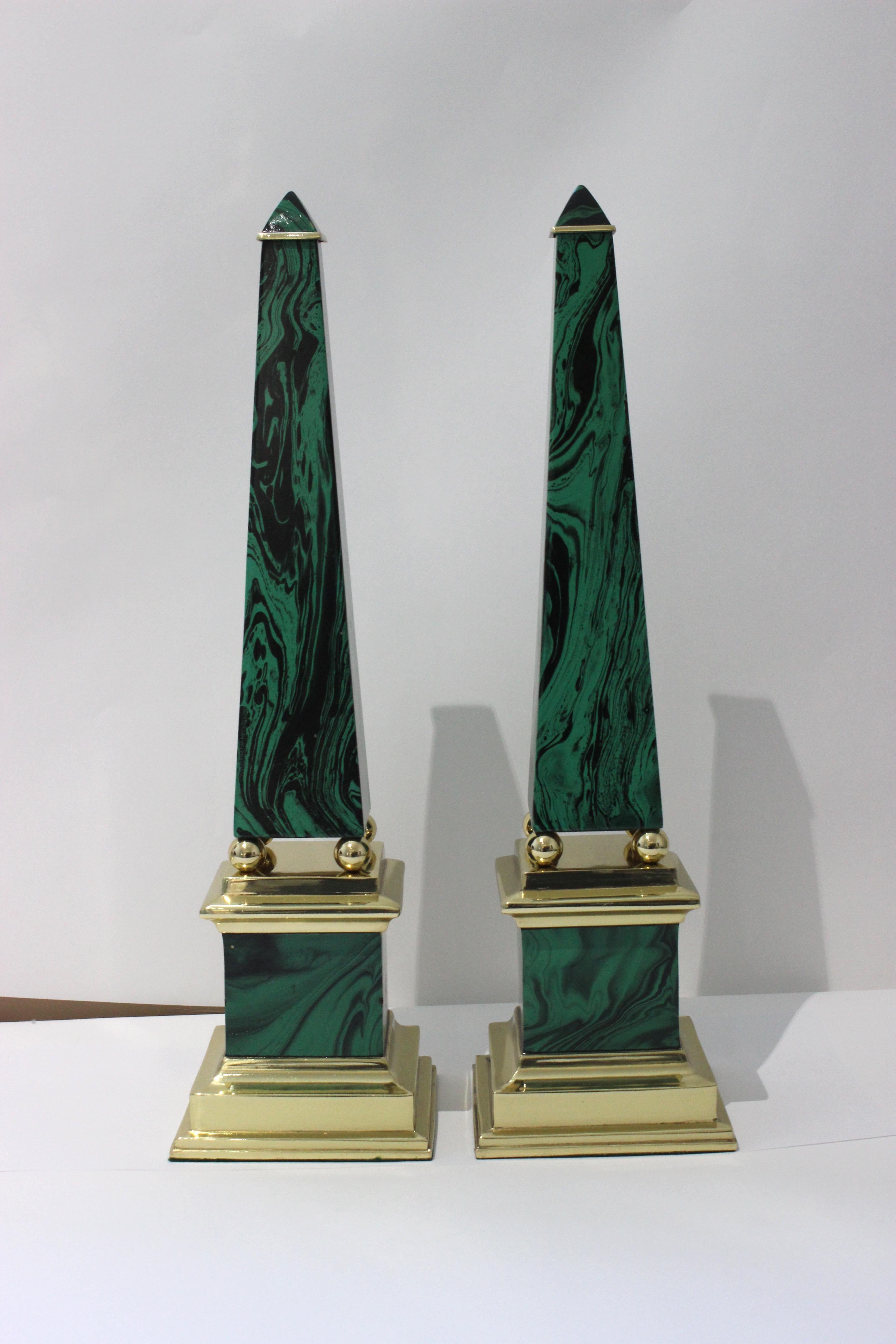 Hand-Crafted Pair of Egyptian Revival Oblelisks by Chapman For Sale