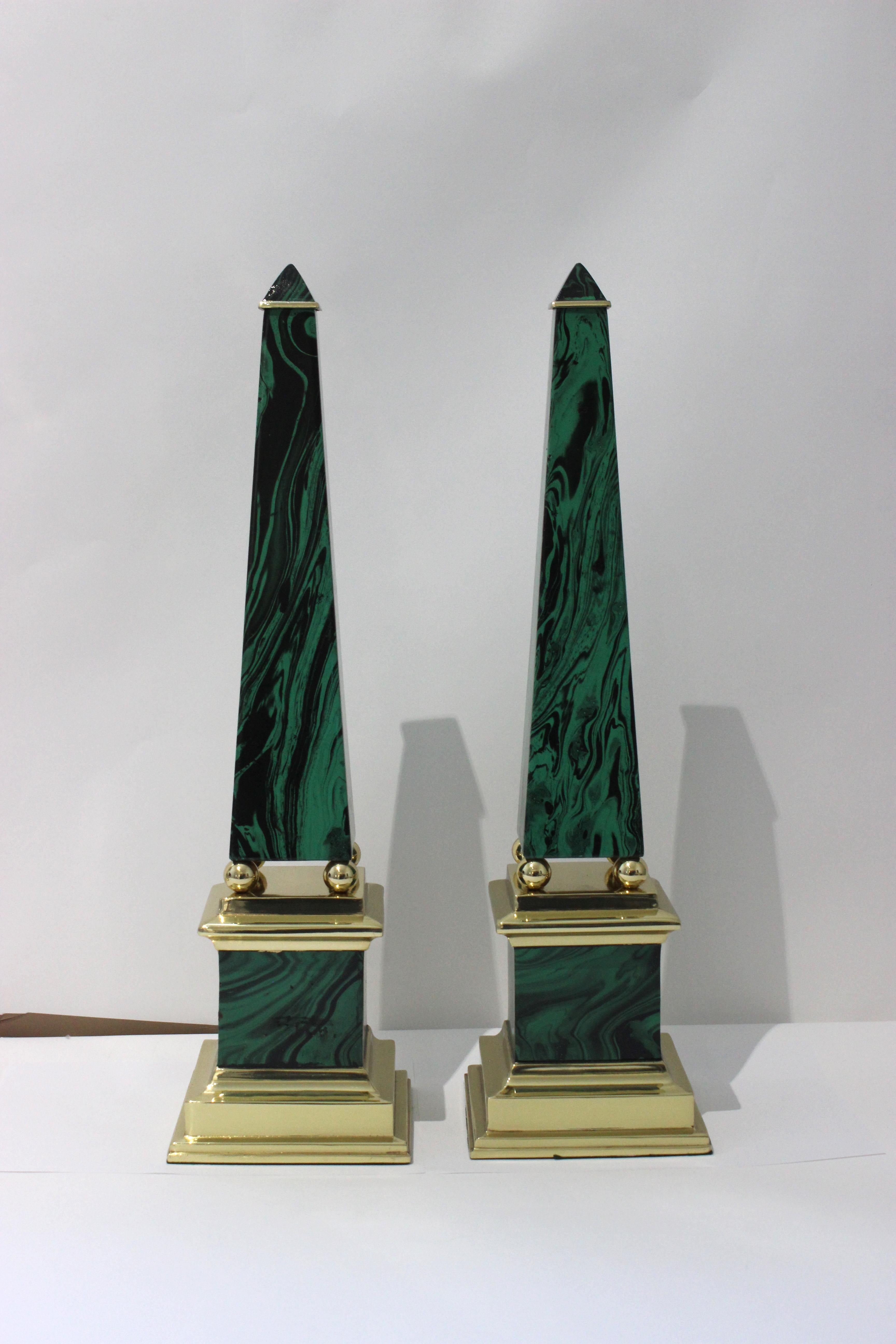 Pair of Egyptian Revival Oblelisks by Chapman In Good Condition For Sale In West Palm Beach, FL