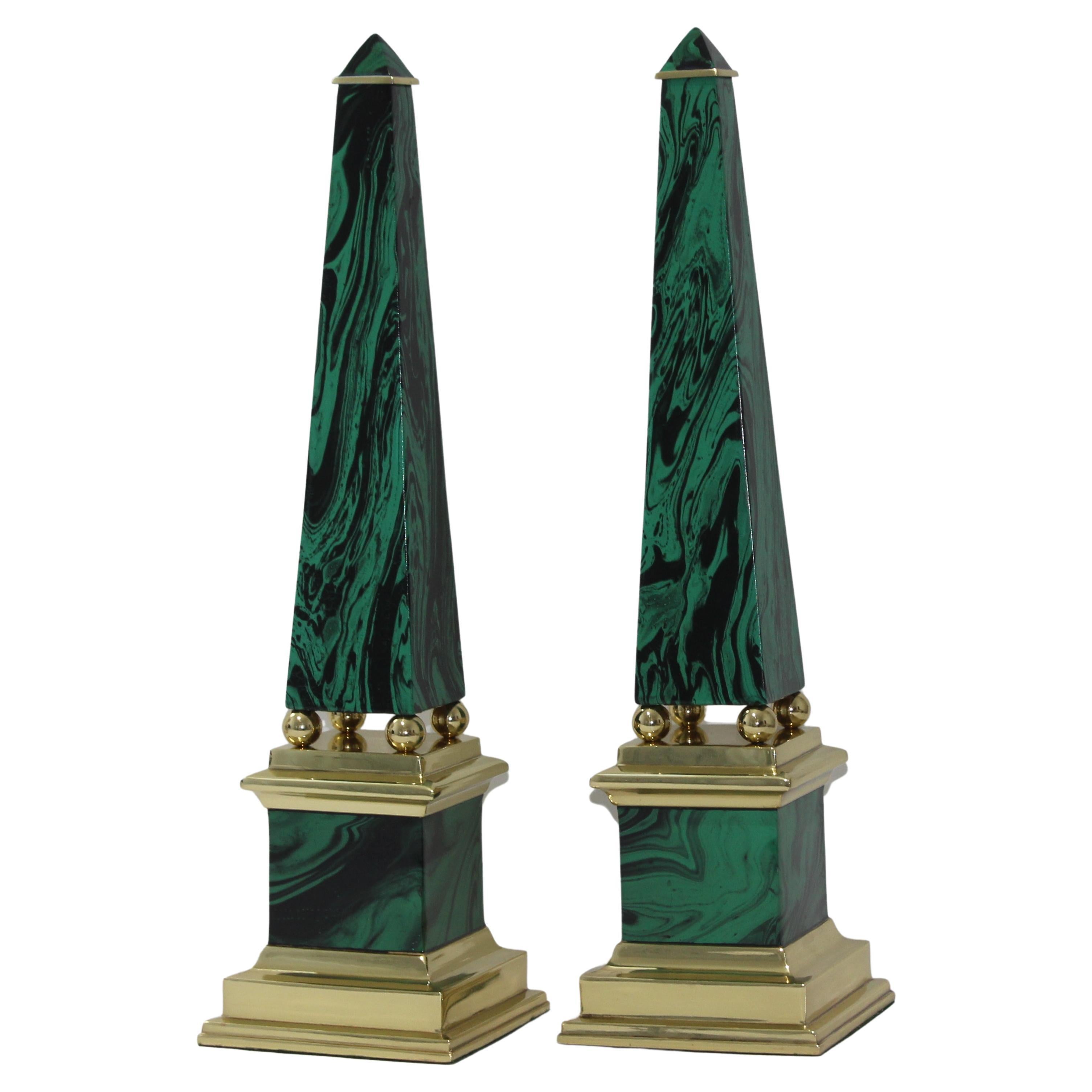 Pair of Egyptian Revival Oblelisks by Chapman For Sale