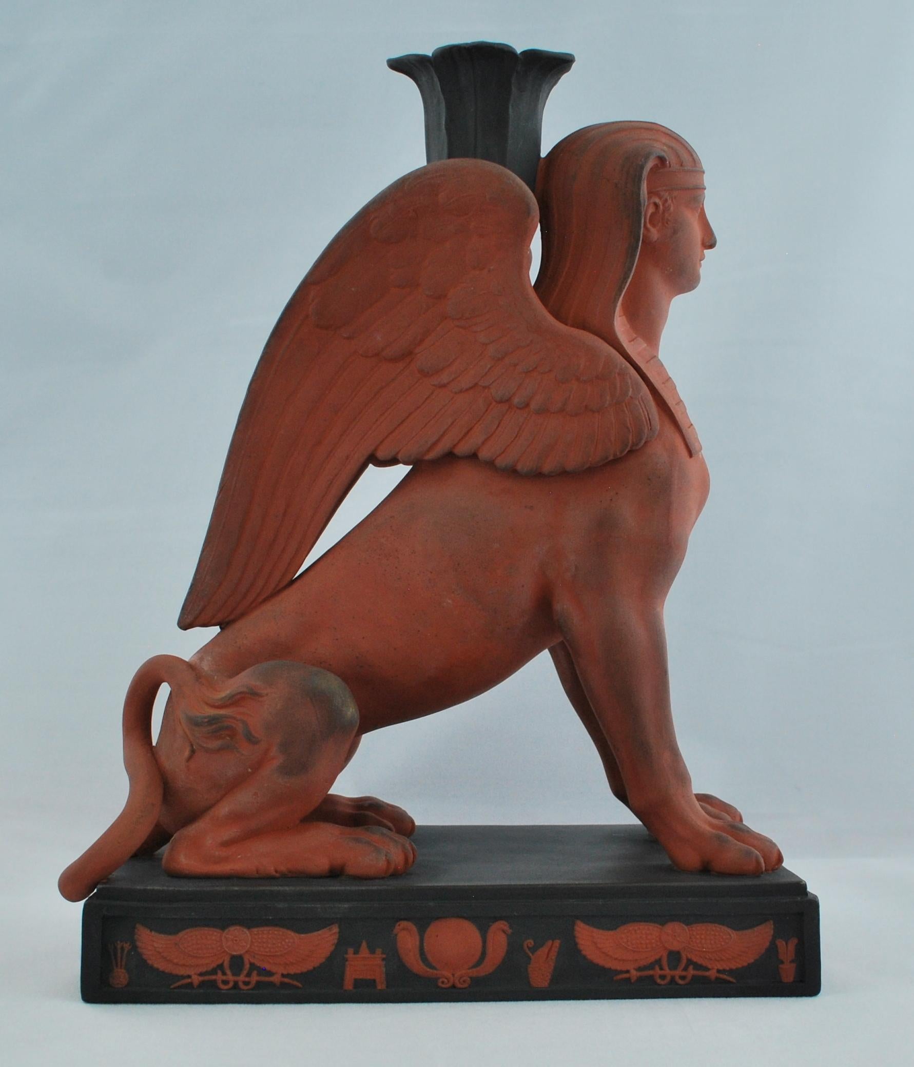 Pair of Egyptian Sphinxes in Rosso with Black, Wedgwood, circa 1820 For Sale 5