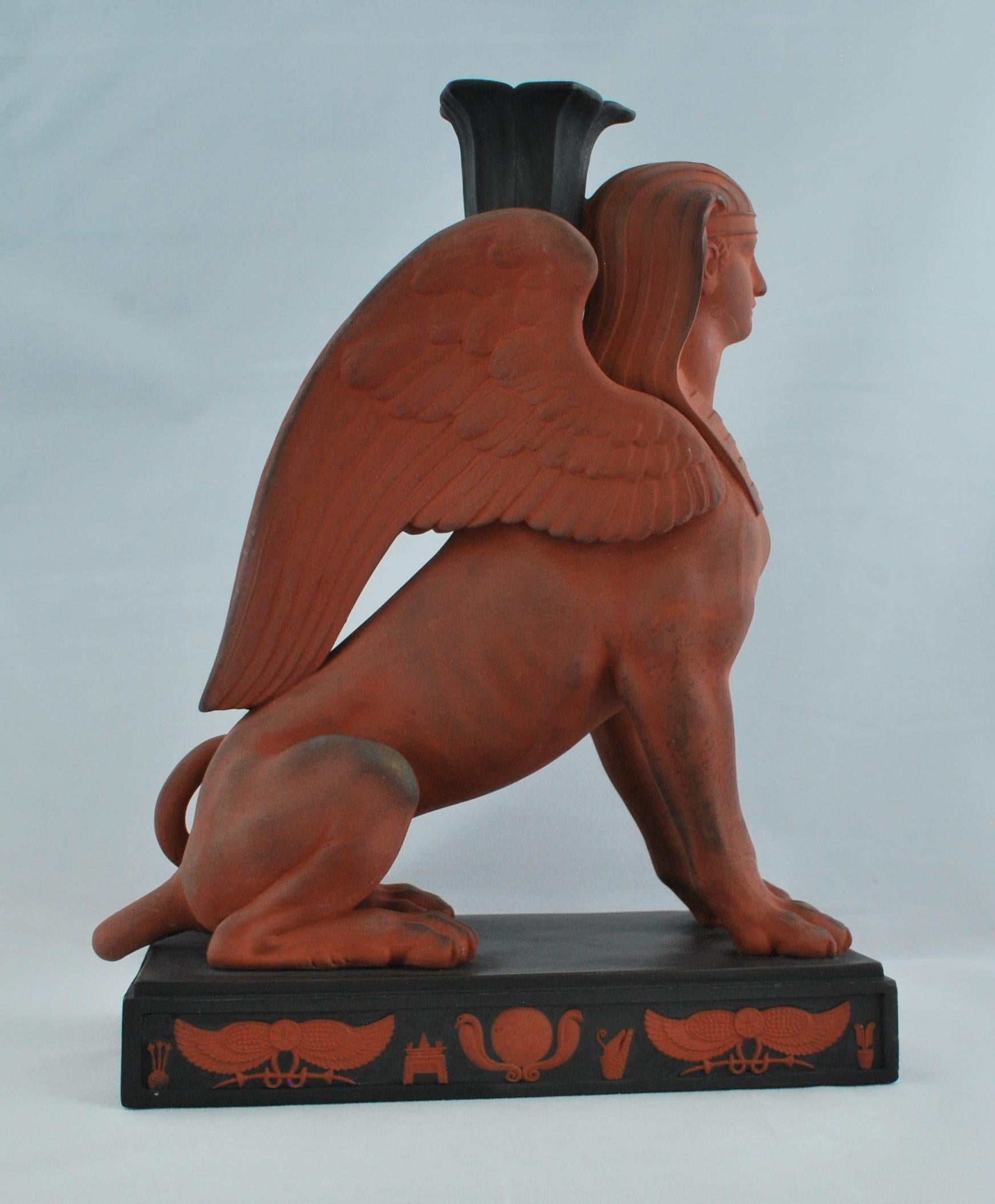 Pair of Egyptian Sphinxes in Rosso with Black, Wedgwood, circa 1820 1