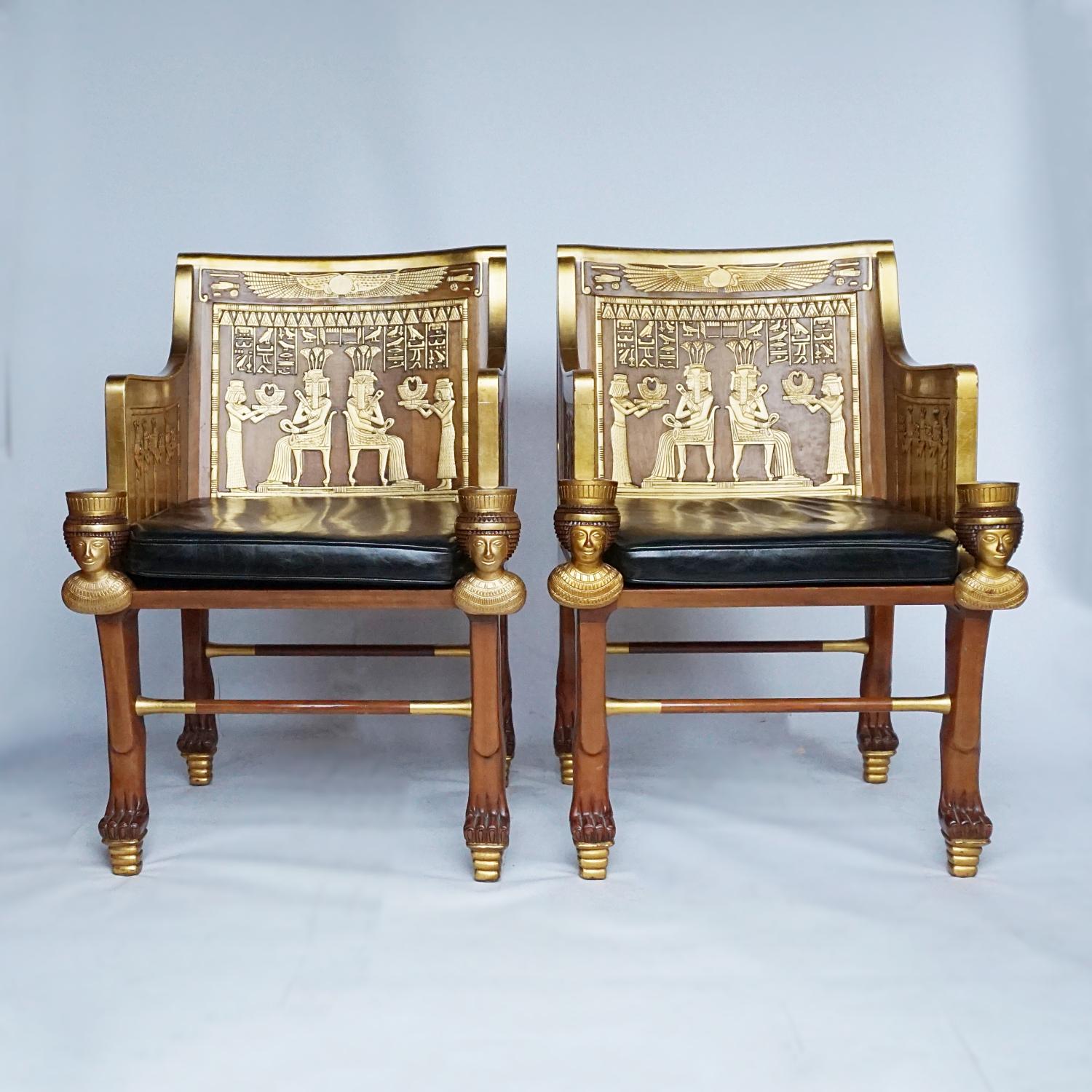 Pair of Egyptian Style Armchairs 1