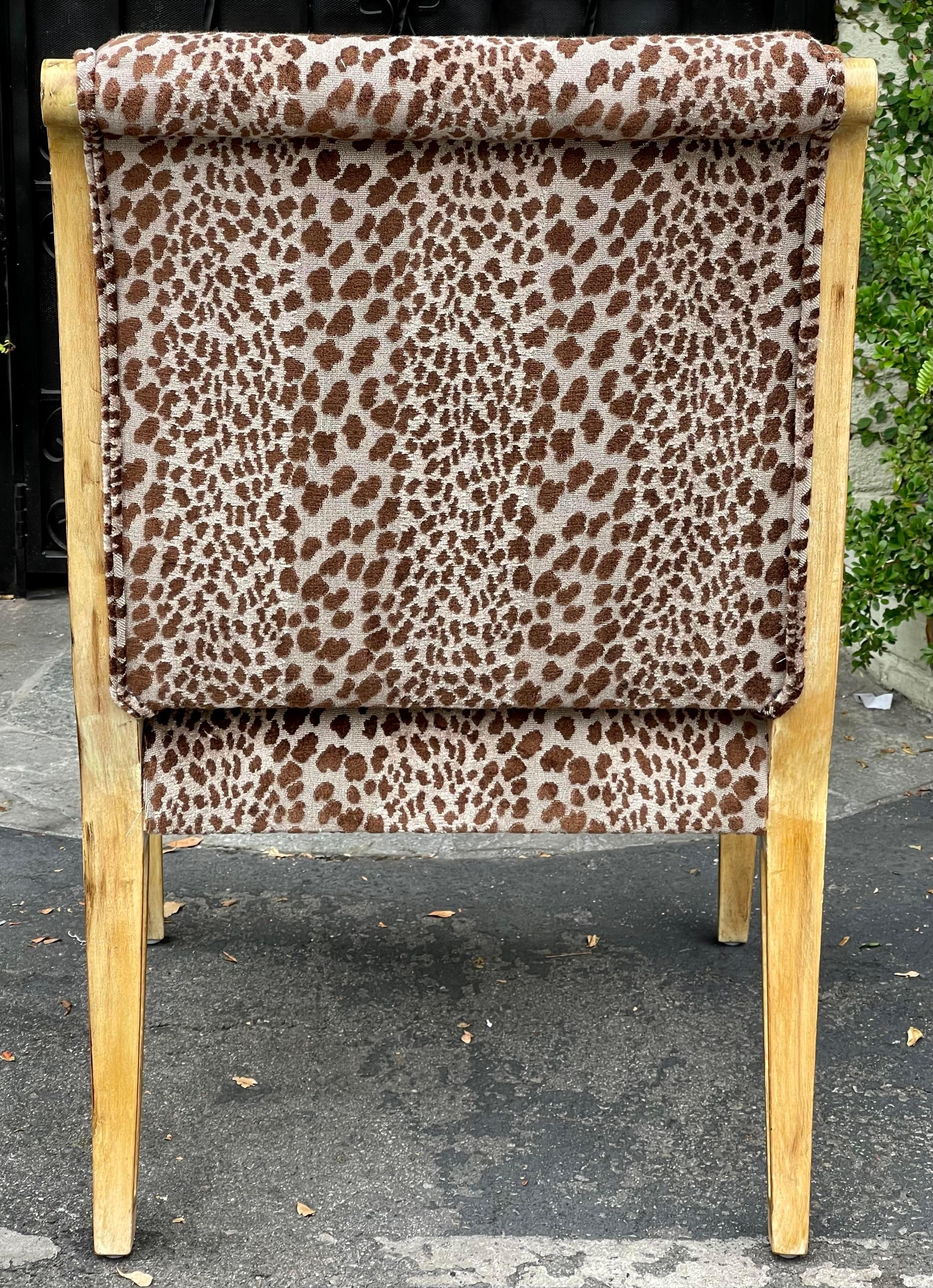 Pair of Egyptian Style Winged Neoclassical Giltwood Arm Chair W Cheetah Velvet In Good Condition In LOS ANGELES, CA