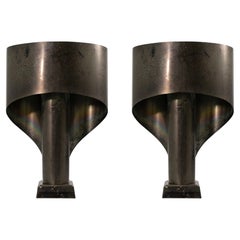 Paire de lampes en métal brossé Eichholz Corsini Wiskemann Stillnovo