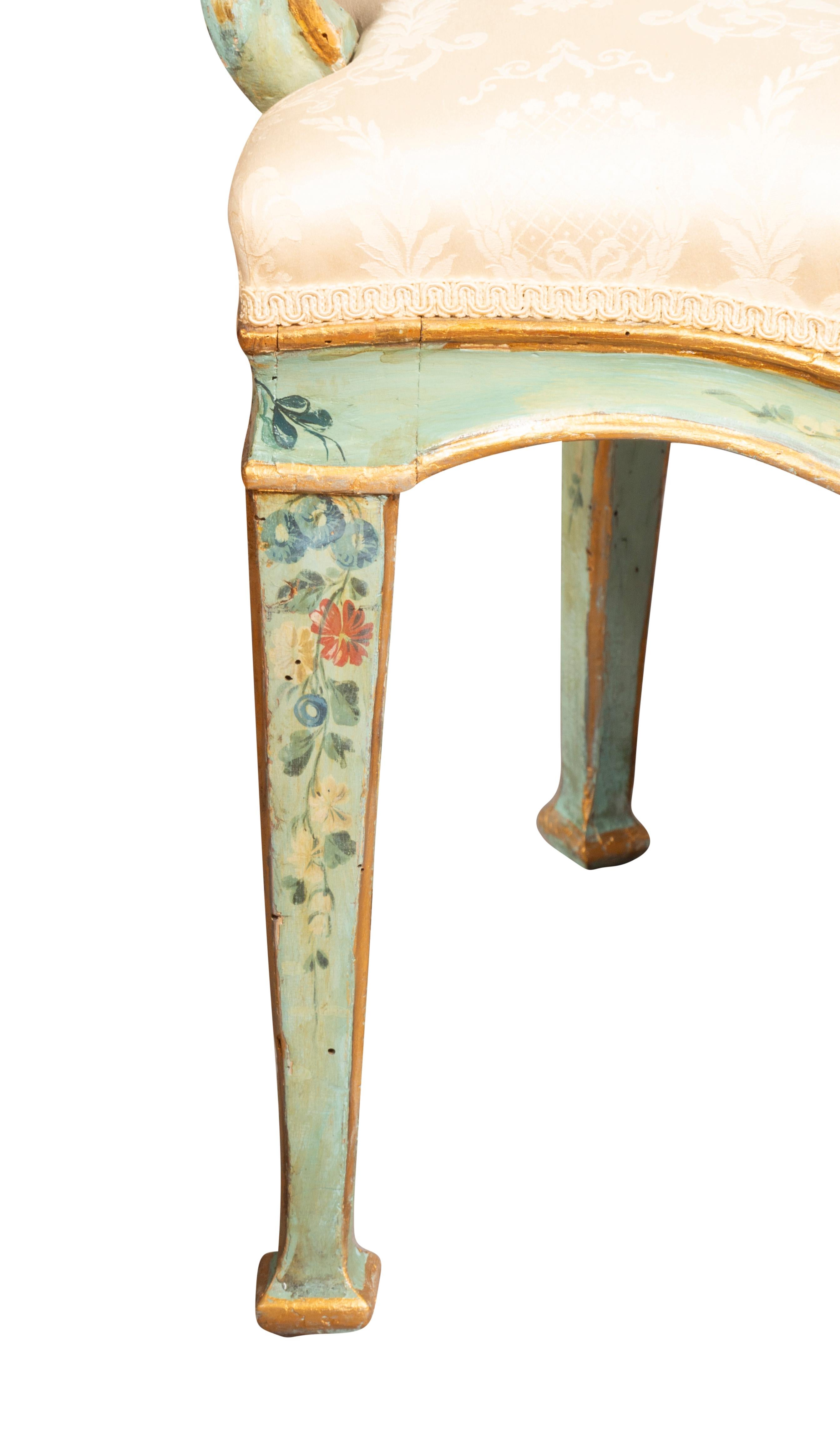 Pair Of Eighteenth Century Venetian Painted Armchairs For Sale 5
