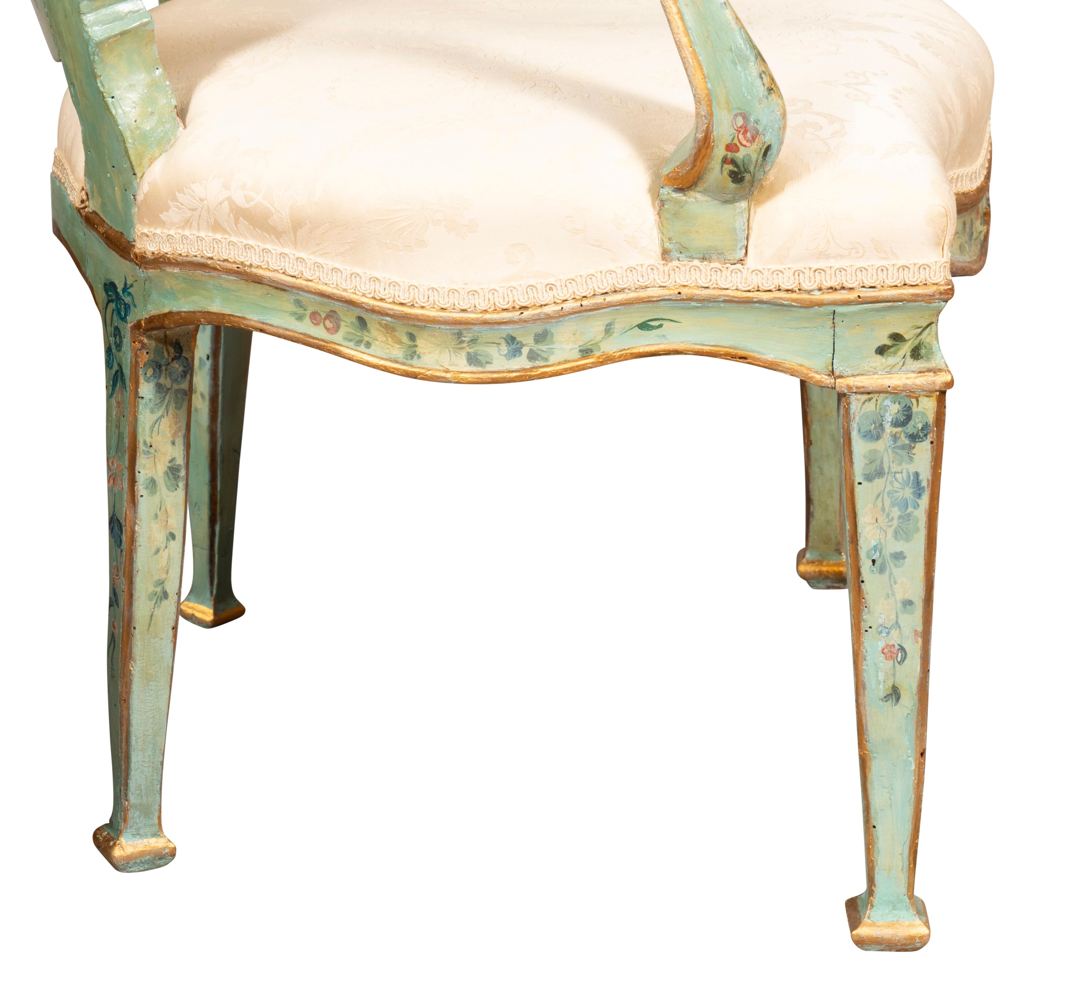 Pair Of Eighteenth Century Venetian Painted Armchairs For Sale 9