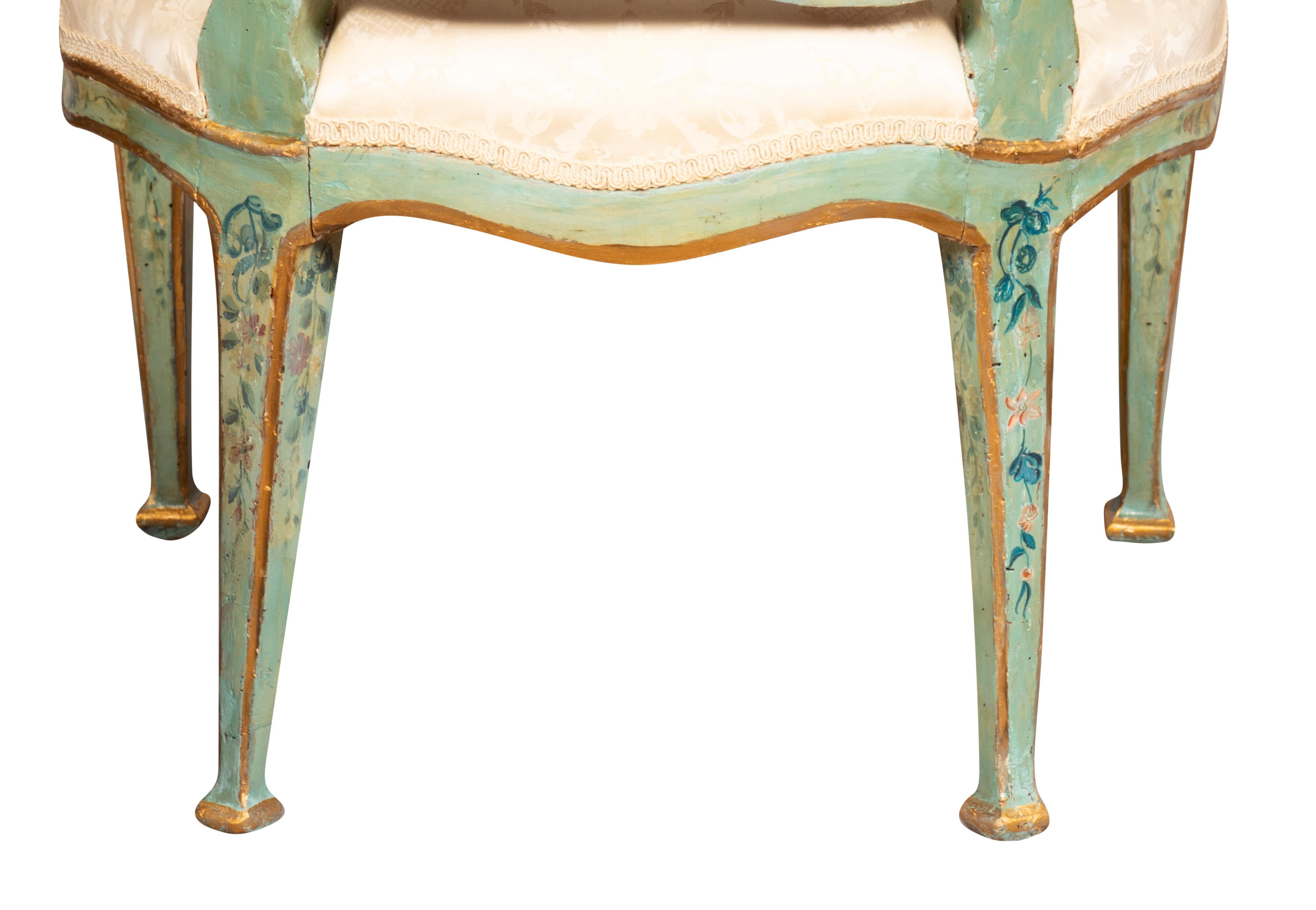 Pair Of Eighteenth Century Venetian Painted Armchairs For Sale 11