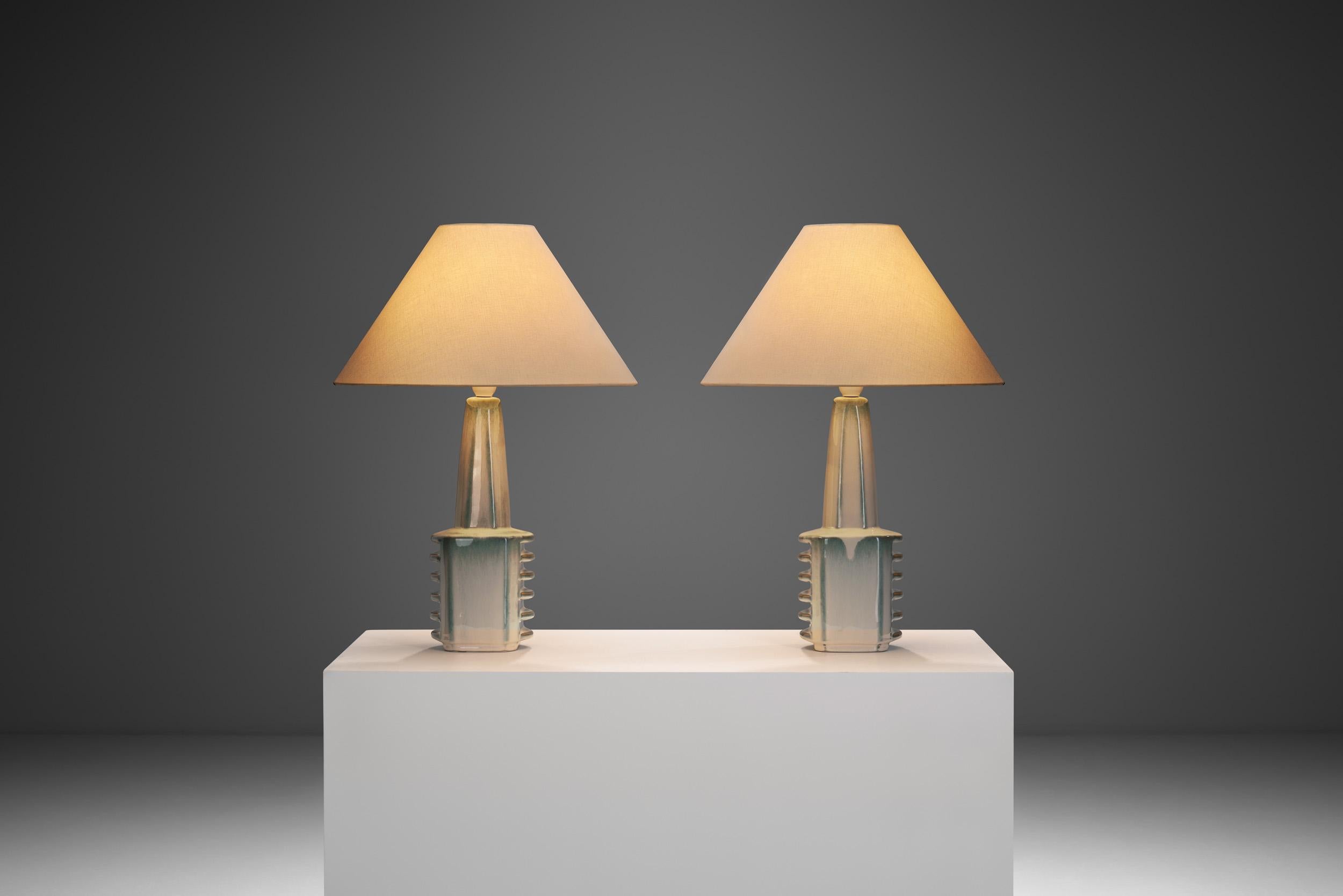 Danish Pair of Einar Johansen Stoneware Table Lamps for Søholm Stentøj, Denmark 1960s