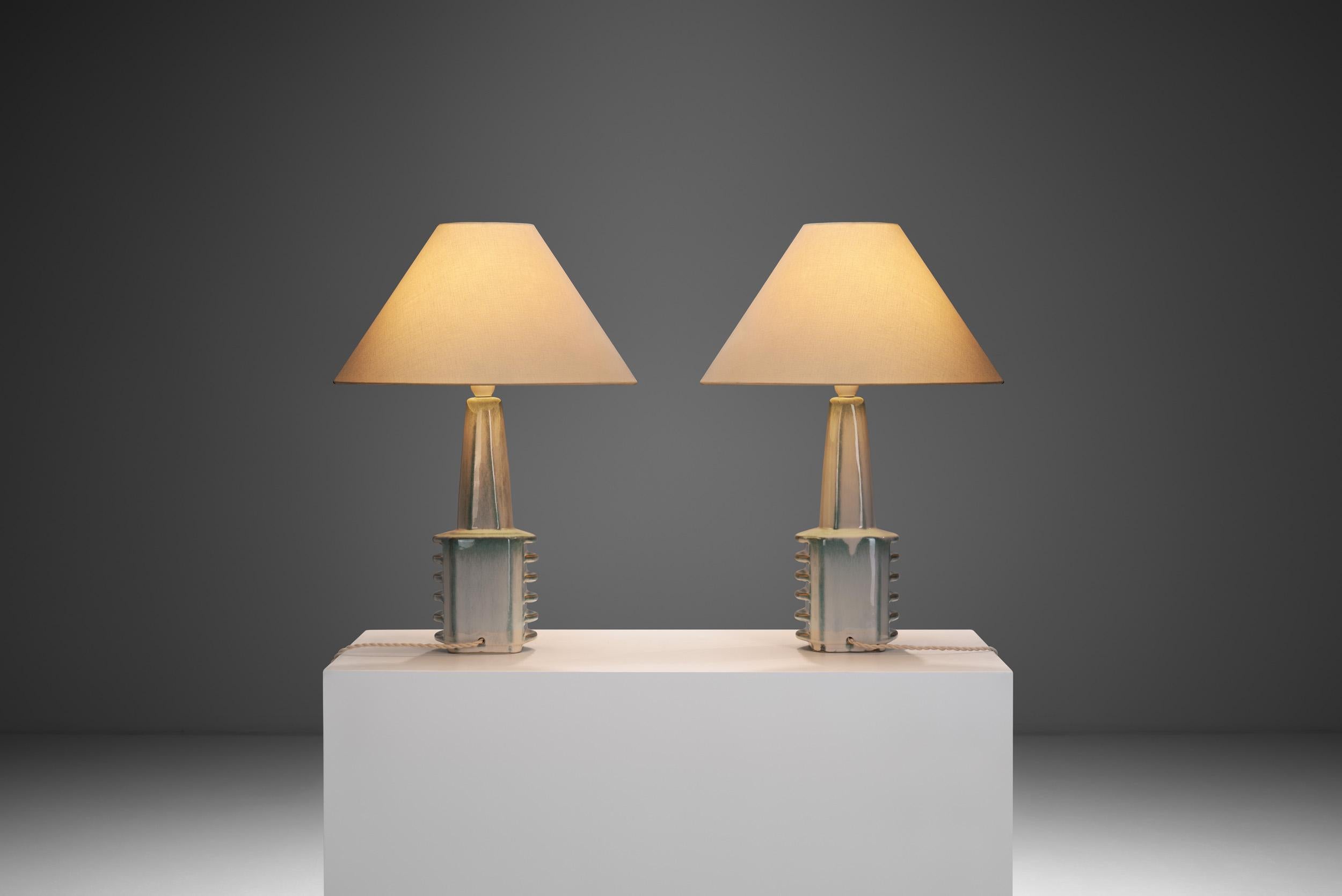 Mid-20th Century Pair of Einar Johansen Stoneware Table Lamps for Søholm Stentøj, Denmark 1960s