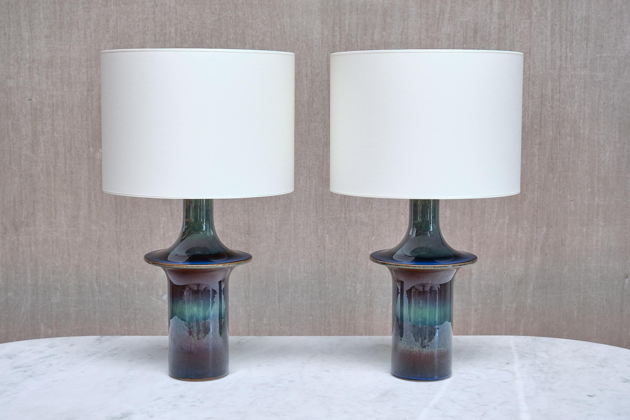Pair of Einar Johansen Table Lamps in Glazed Stoneware, Søholm, Denmark, 1960s 7