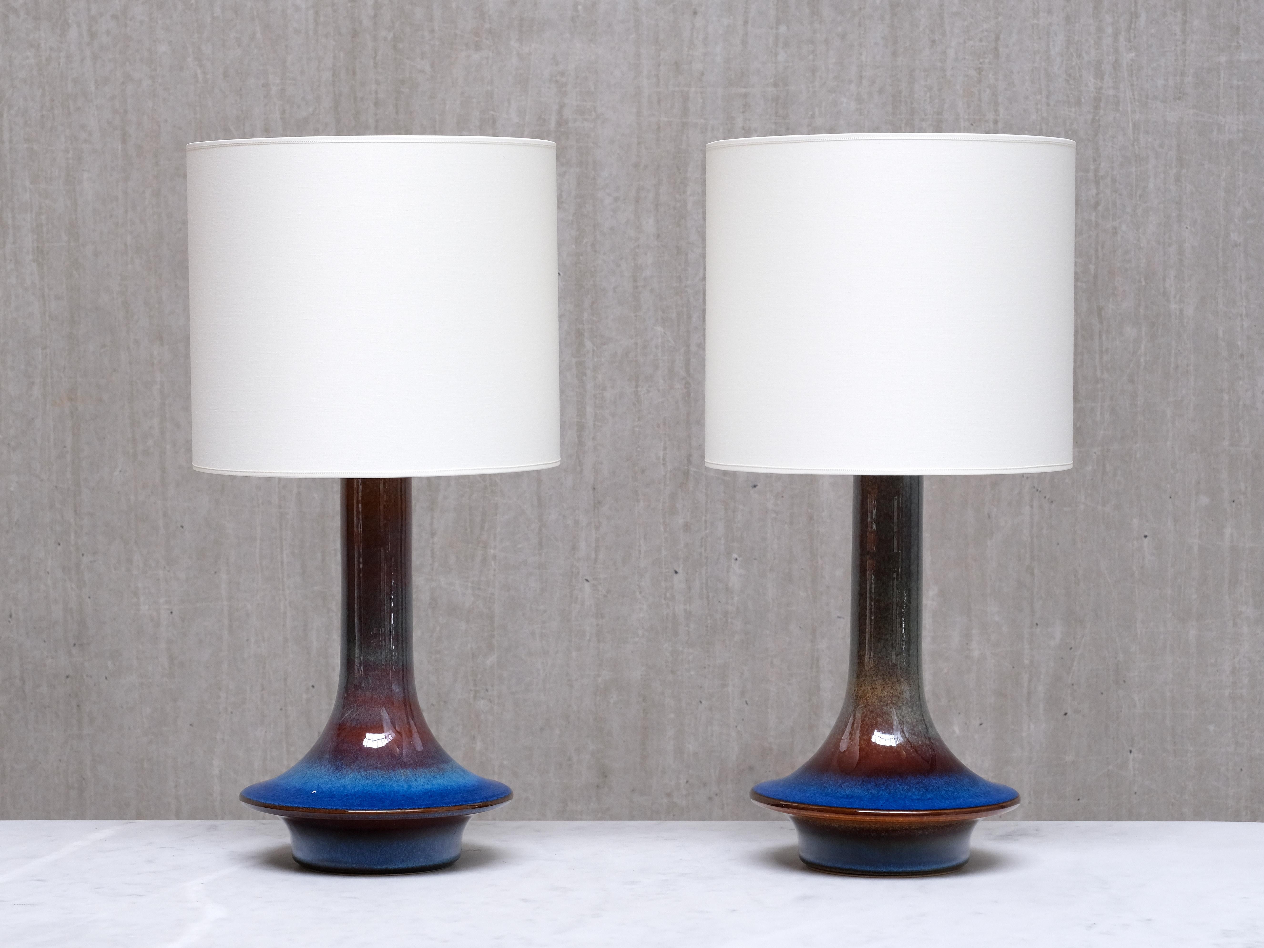Pair of Einar Johansen Table Lamps in Glazed Stoneware, Søholm, Denmark, 1960s im Angebot 6