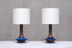 Pair of Einar Johansen Table Lamps in Glazed Stoneware, Søholm, Denmark, 1960s