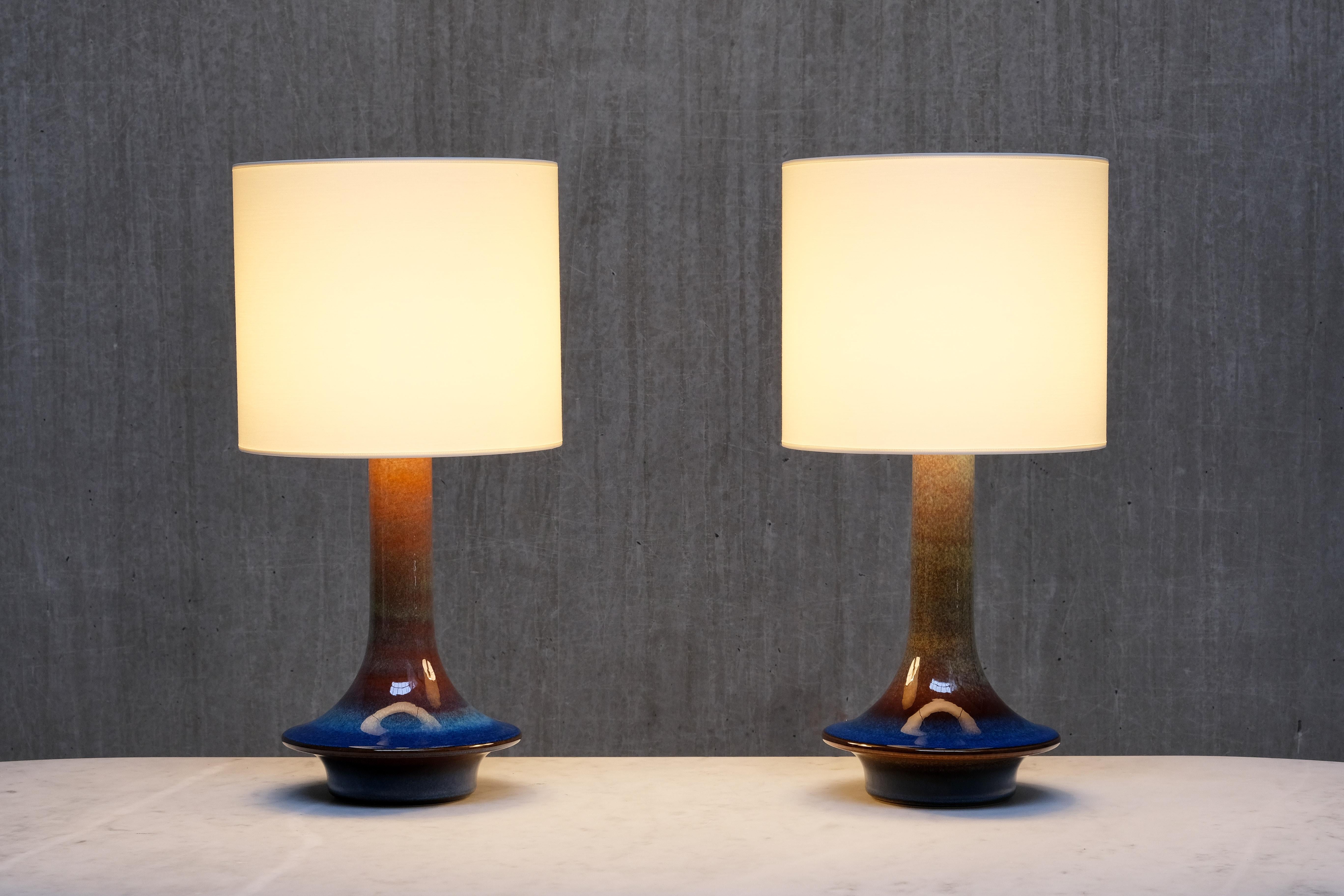 Pair of Einar Johansen Table Lamps in Glazed Stoneware, Søholm, Denmark, 1960s (Dänisch) im Angebot