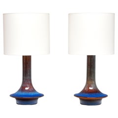 Pair of Einar Johansen Table Lamps in Glazed Stoneware, Søholm, Denmark, 1960s