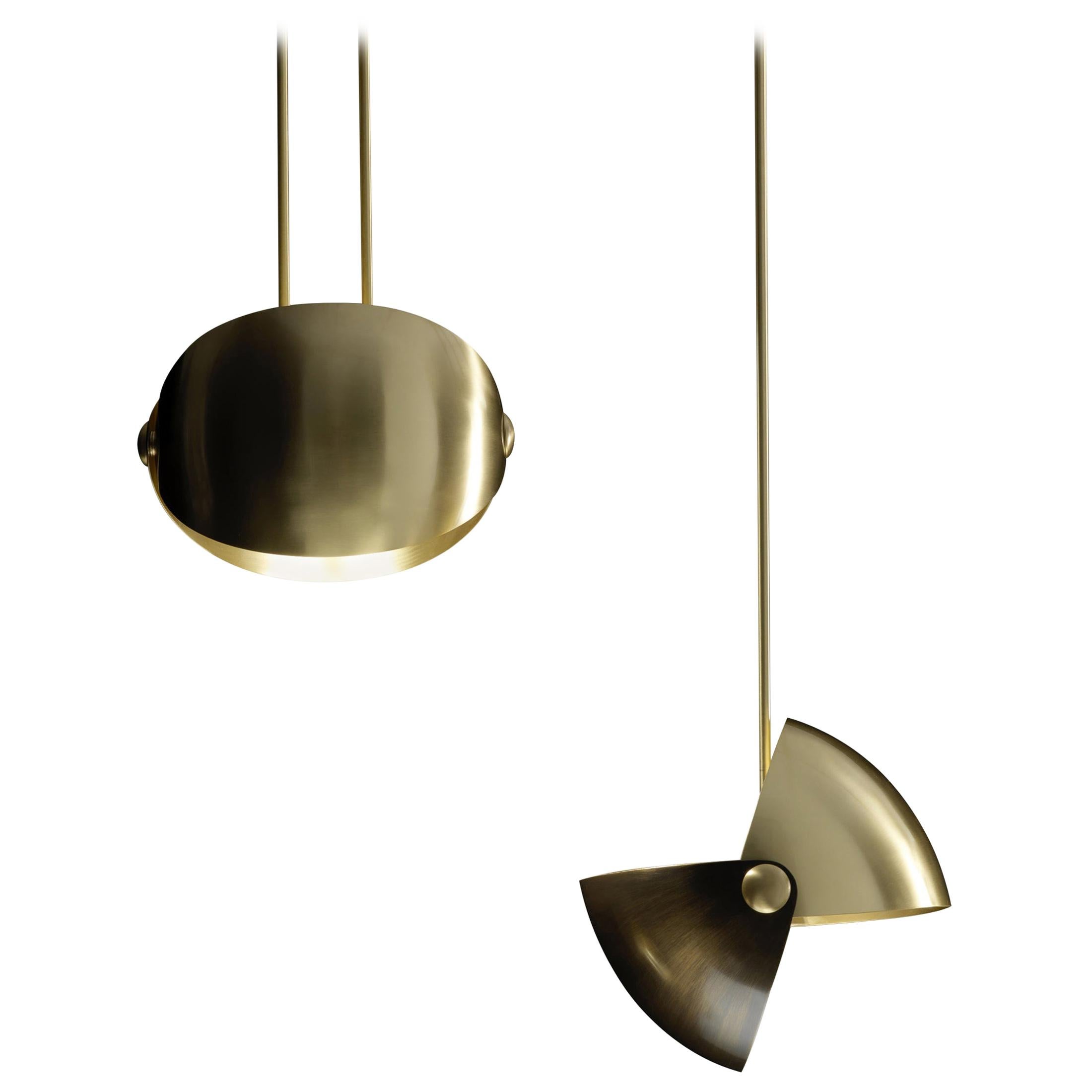 Pair of Eirene Brass Italian Pendant Lamp by Esperia For Sale