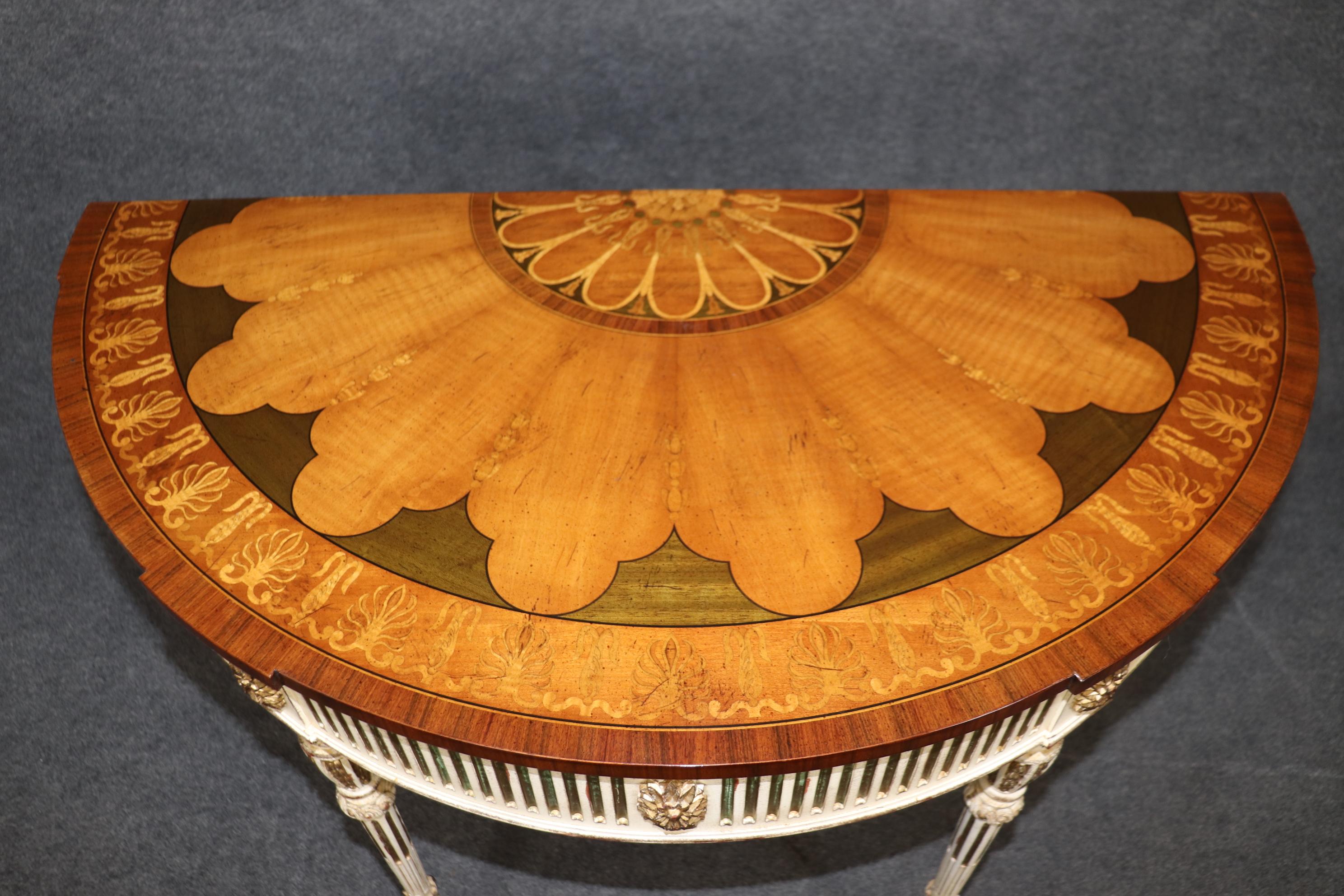 Pair of E.J. Victor Paint Decorated Inlaid Adams Paint Decorated Console Tables For Sale 3
