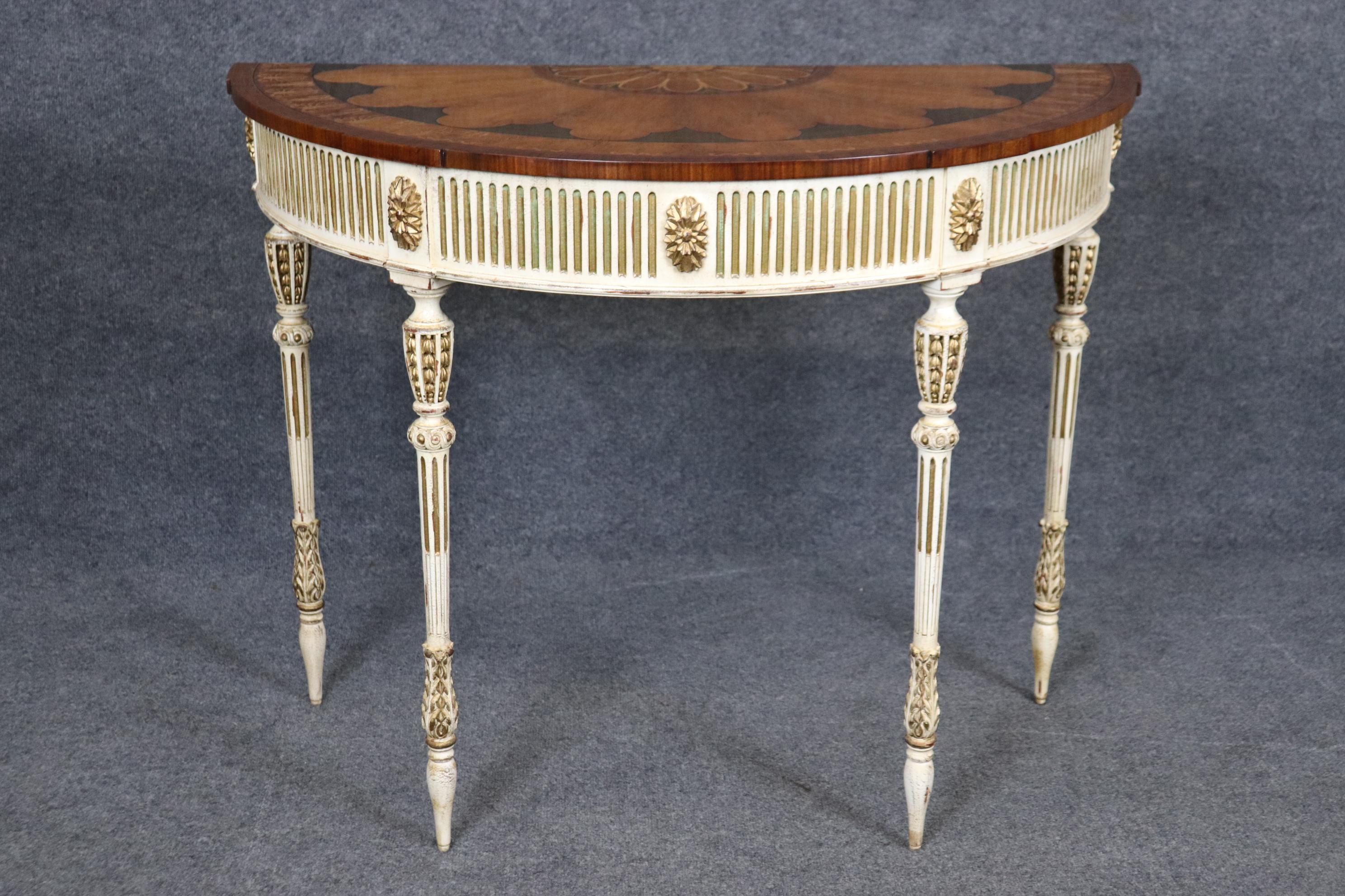 Pair of E.J. Victor Paint Decorated Inlaid Adams Paint Decorated Console Tables For Sale 2