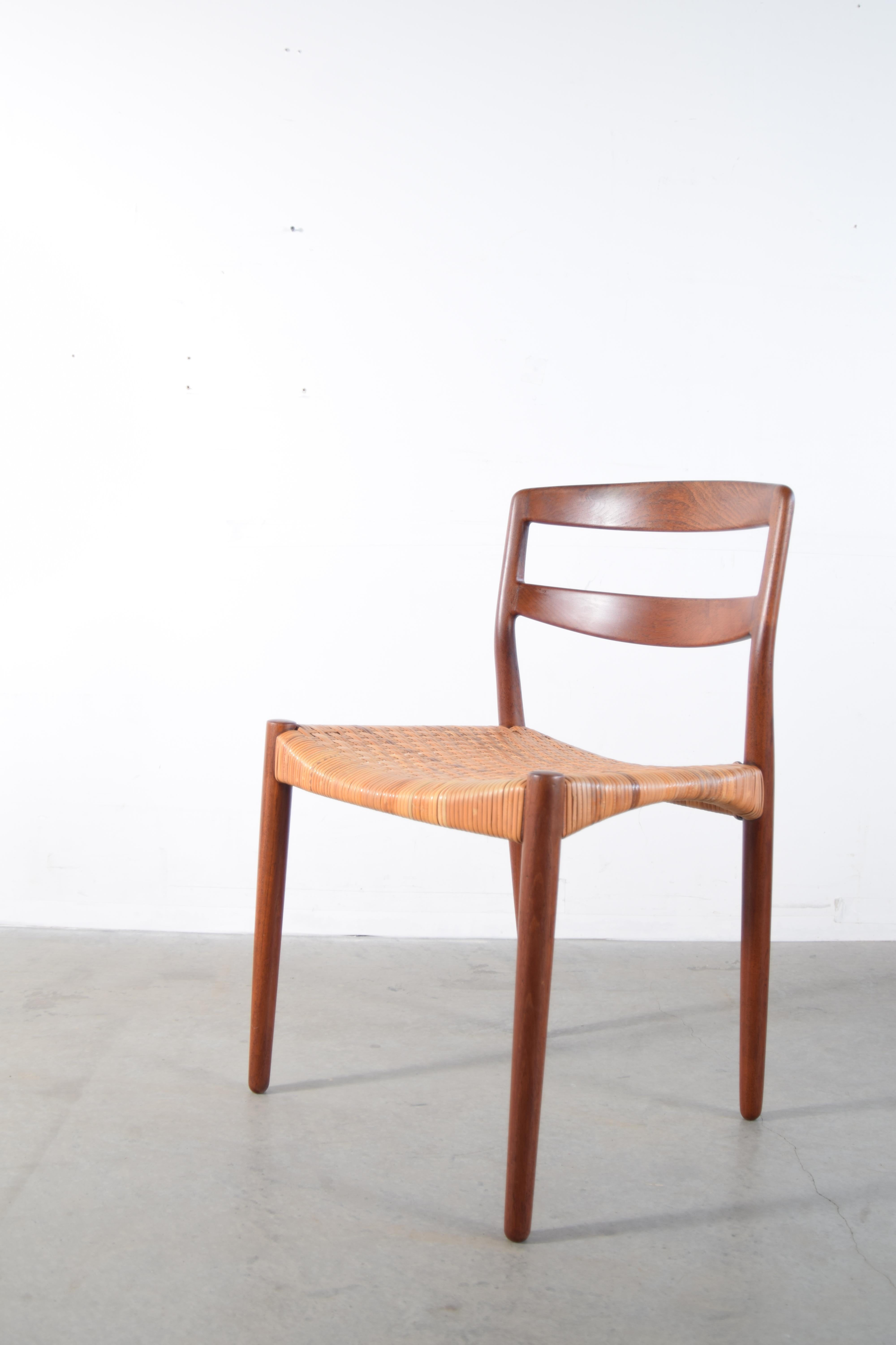 Pair of Ejner Larsen and Aksel Bender Madsen Teak and Cane Chairs For Sale 5