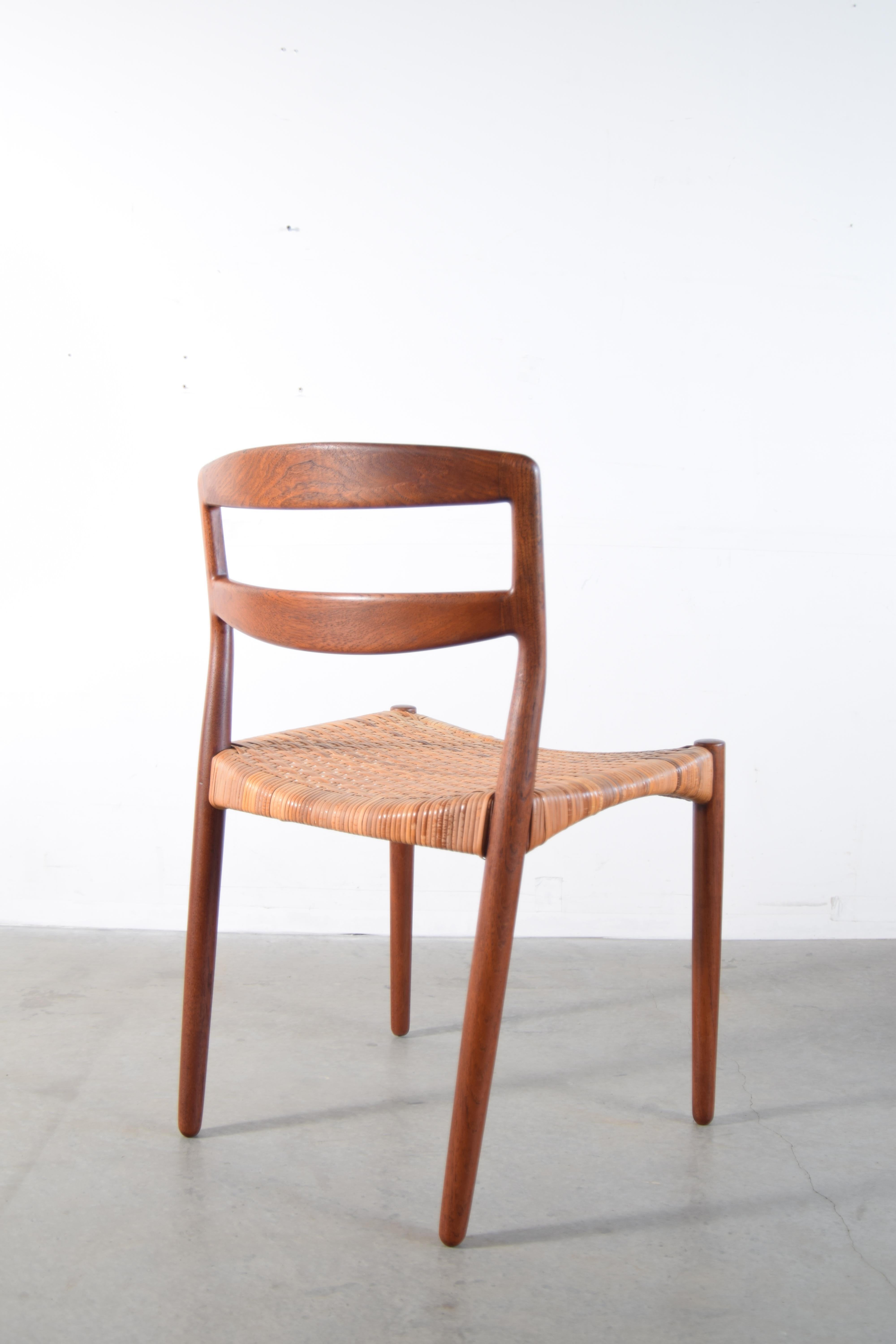 Pair of Ejner Larsen and Aksel Bender Madsen Teak and Cane Chairs For Sale 6