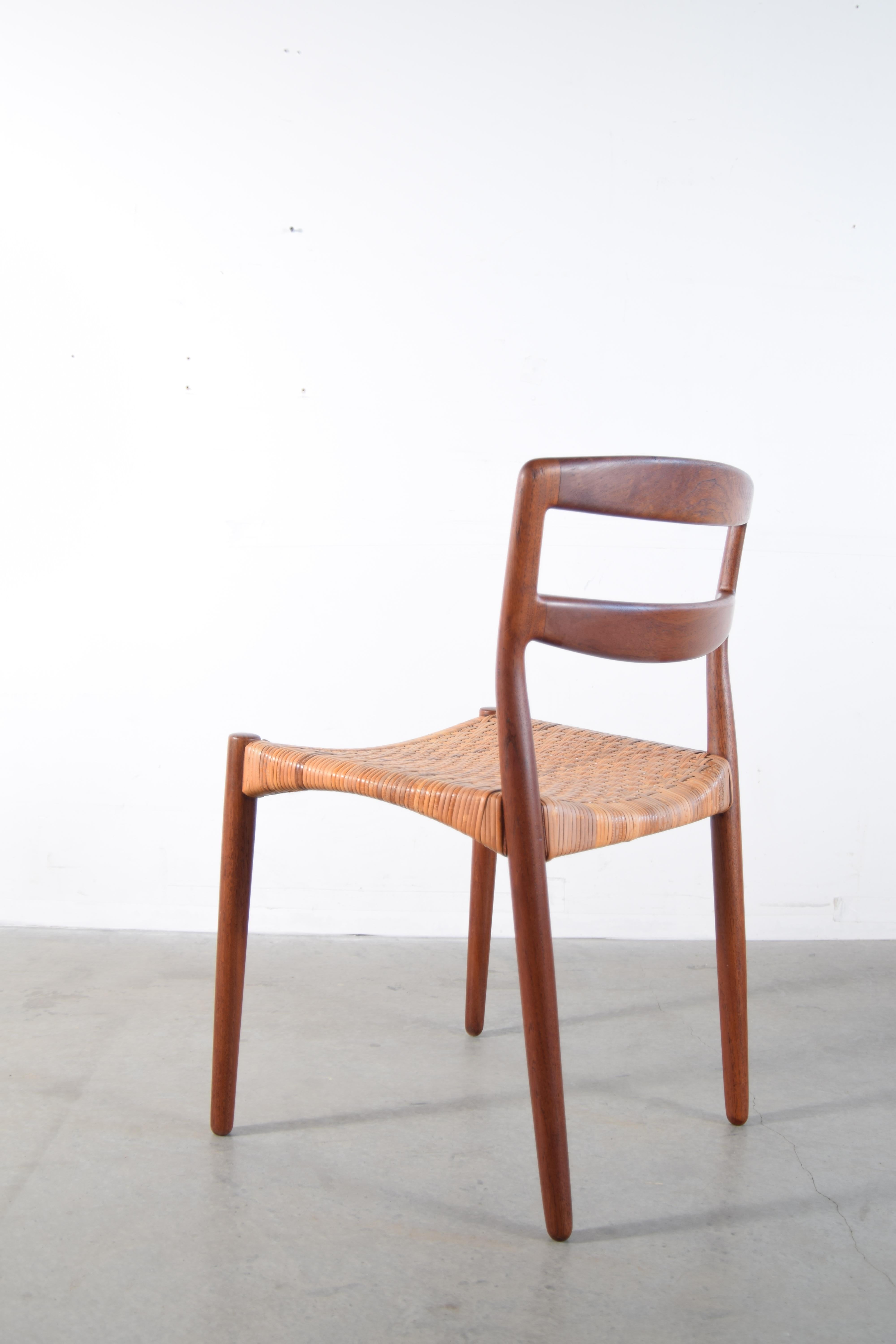 Pair of Ejner Larsen and Aksel Bender Madsen Teak and Cane Chairs For Sale 7