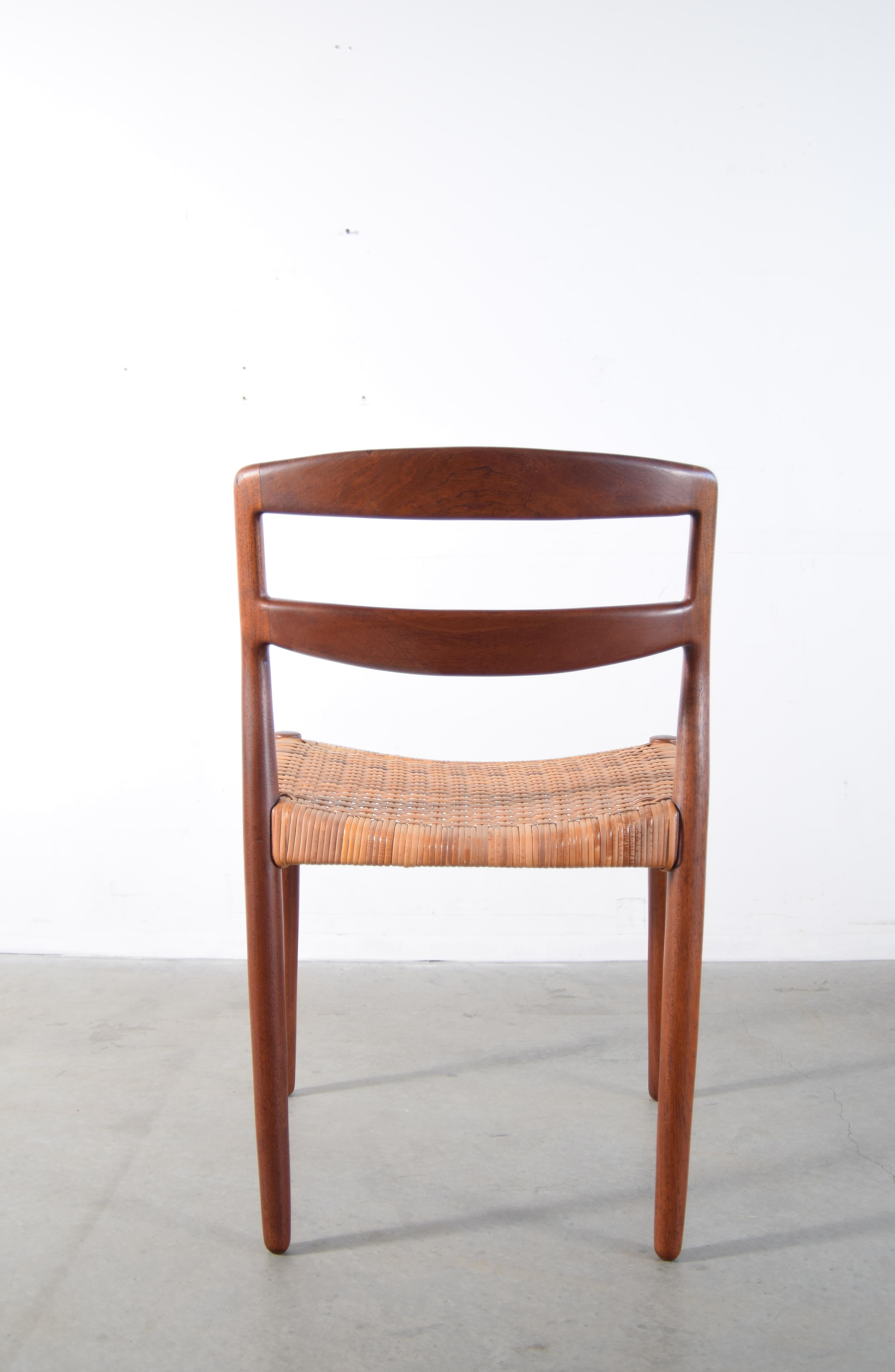 Pair of Ejner Larsen and Aksel Bender Madsen Teak and Cane Chairs For Sale 8
