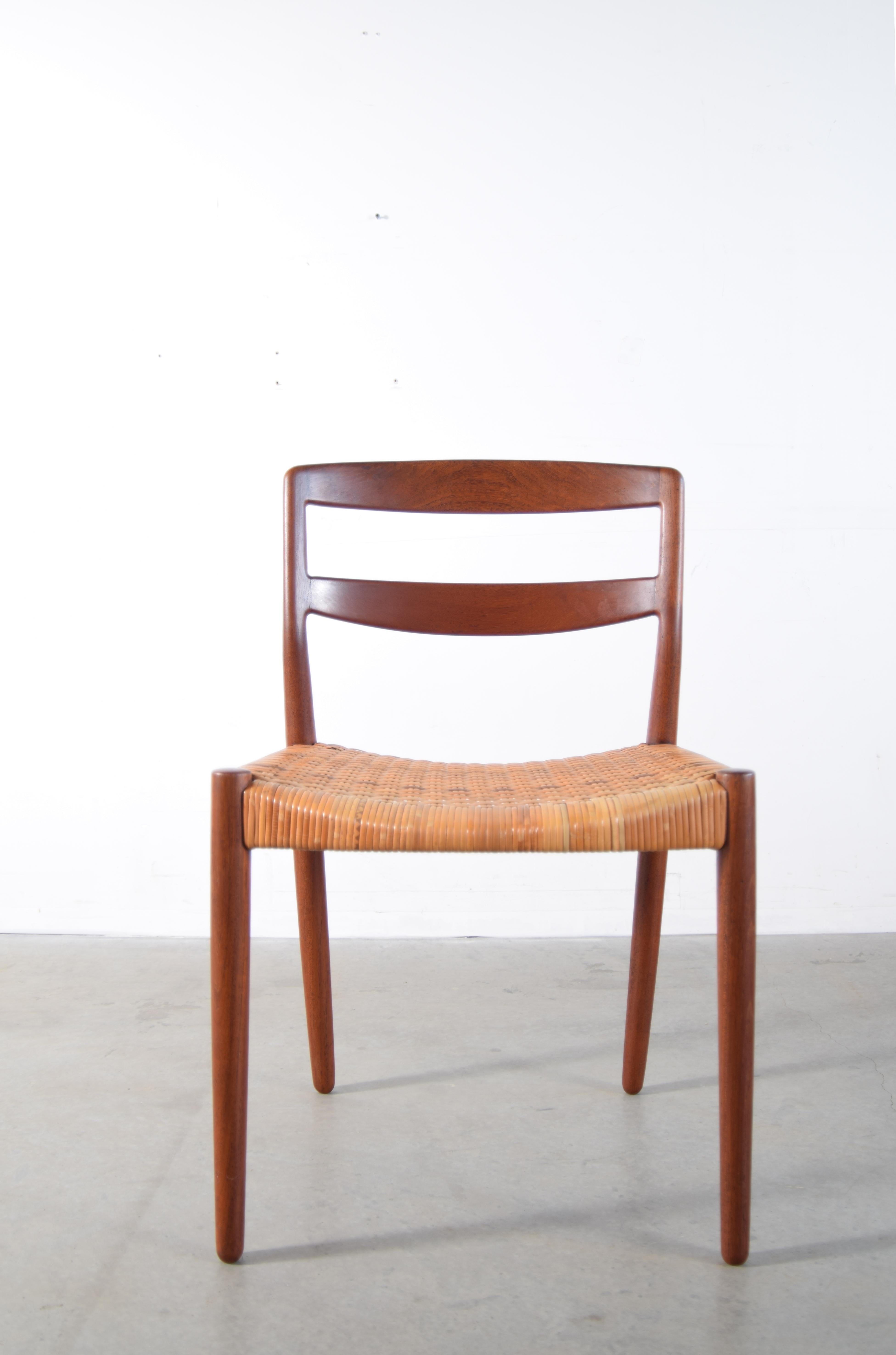 Pair of Ejner Larsen and Aksel Bender Madsen Teak and Cane Chairs For Sale 9