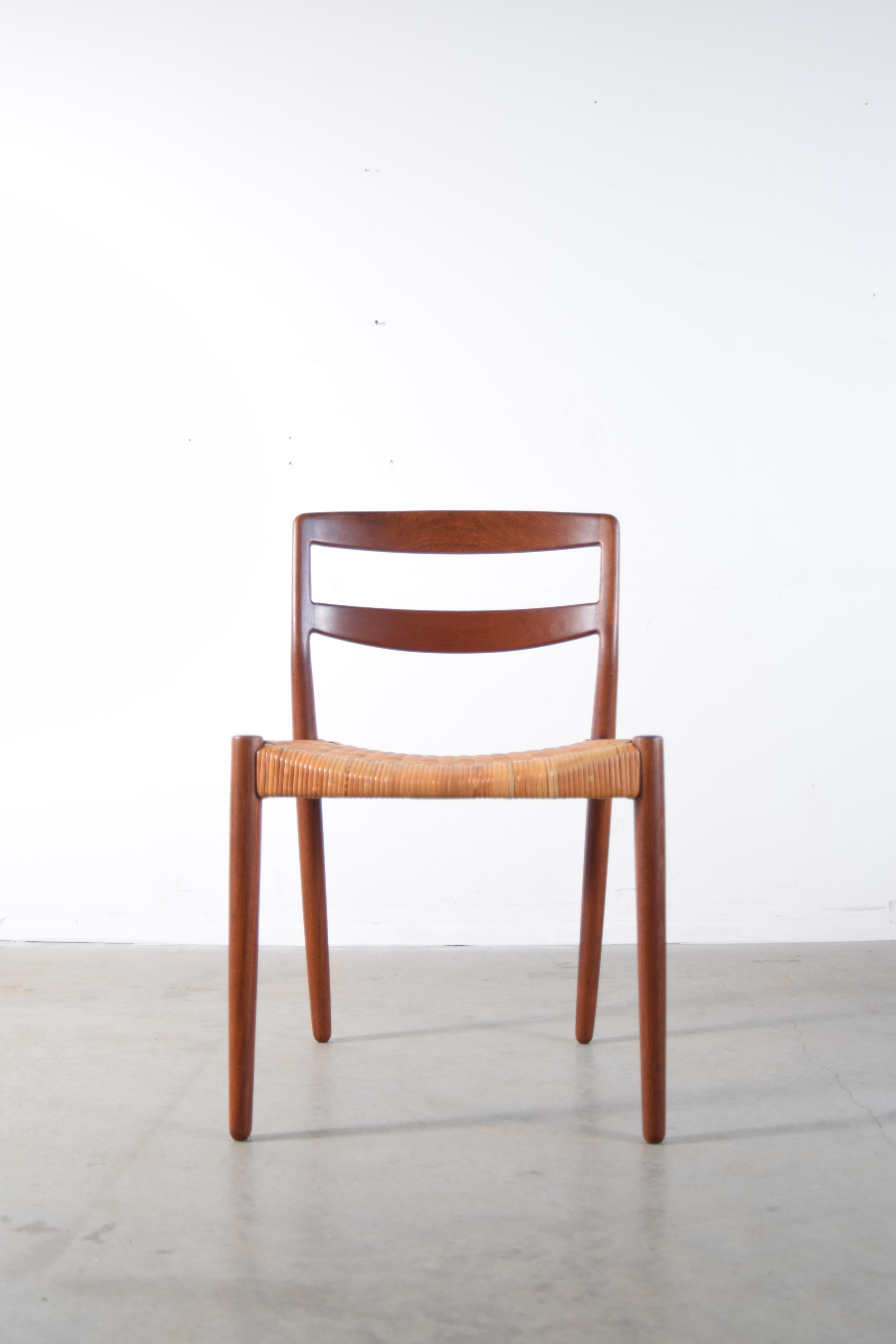 Pair of Ejner Larsen and Aksel Bender Madsen Teak and Cane Chairs For Sale 10